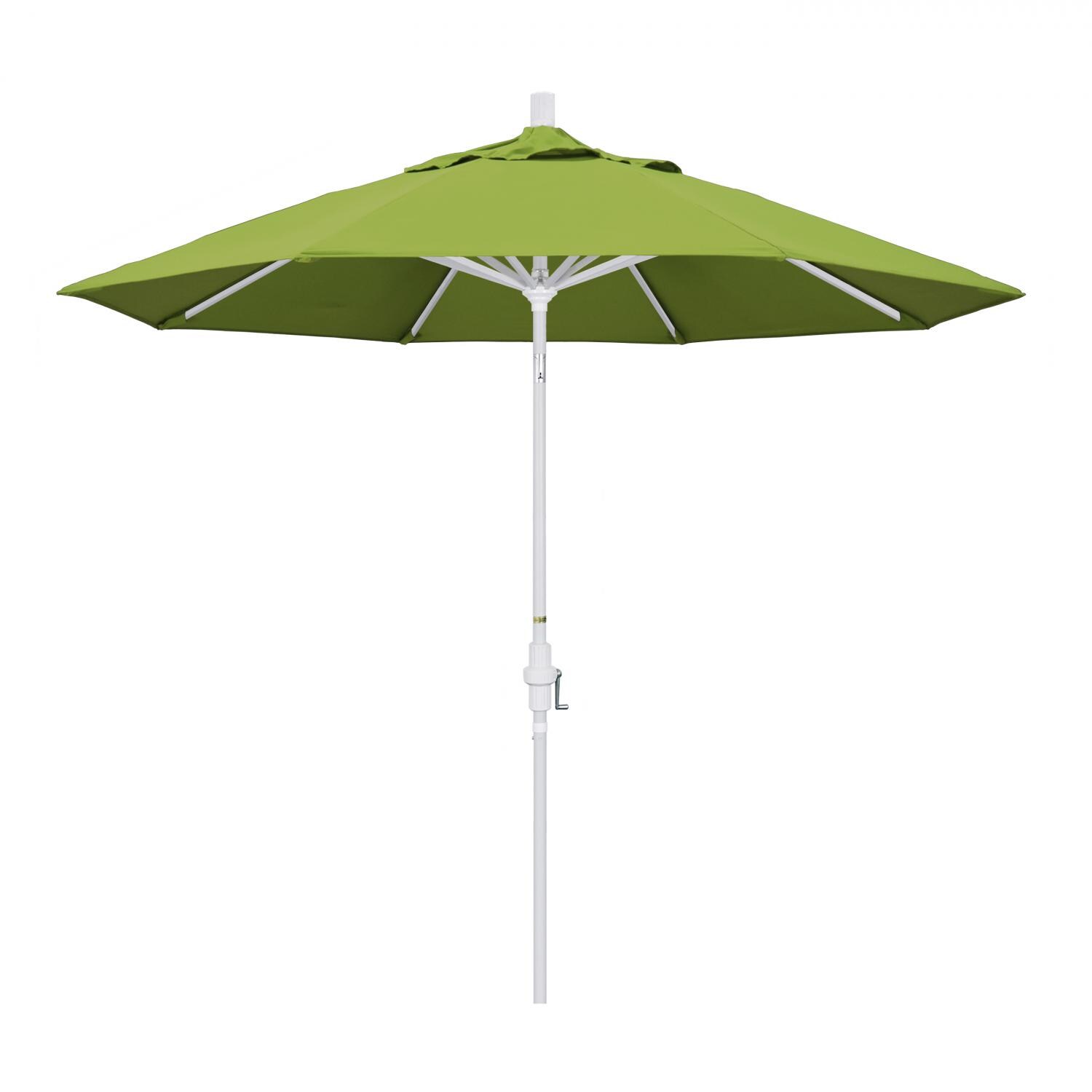 California Umbrella 9 Ft Octagonal Aluminum Collar Tilt Patio Umbrella W/ Crank Lift & Aluminum Ribs - Matted White Frame / Sunbrella Canvas Macaw Canopy thumbnail