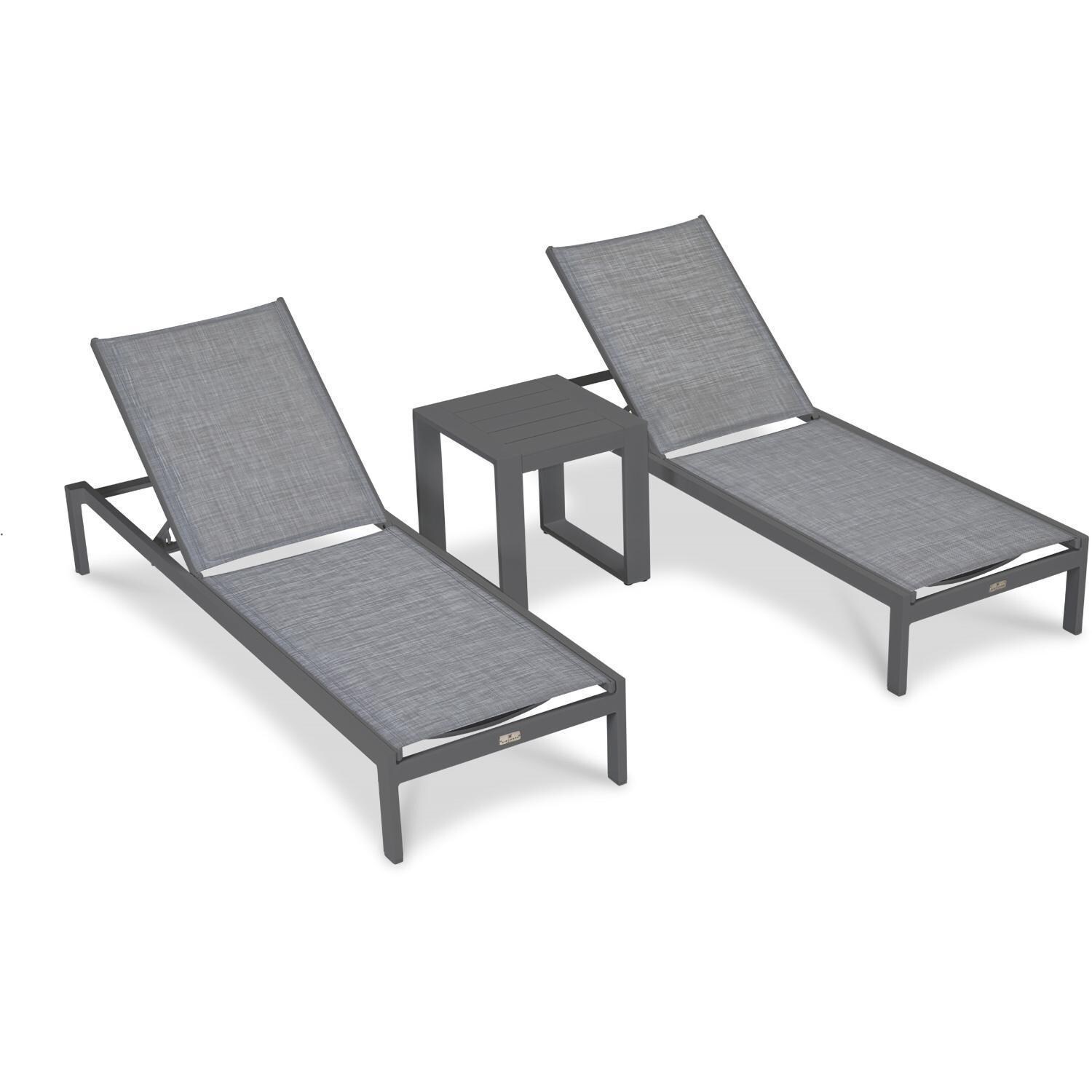 Spring Bay 3 Piece Chaise Lounge Set in Slate - Angled View From Above - White Background thumbnail