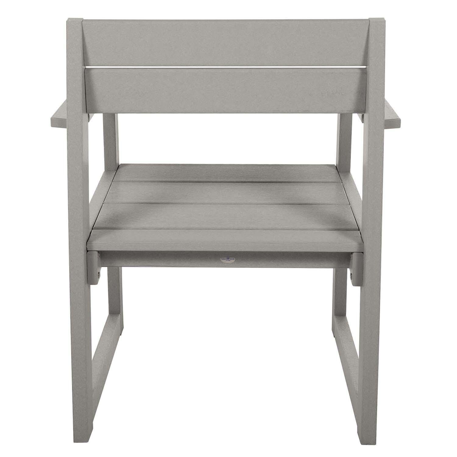 Hazel Cove Recycled Plastic Dining Arm Chair in Cove Gray by Lakeview Outdoor Designs - Back View - White Background thumbnail