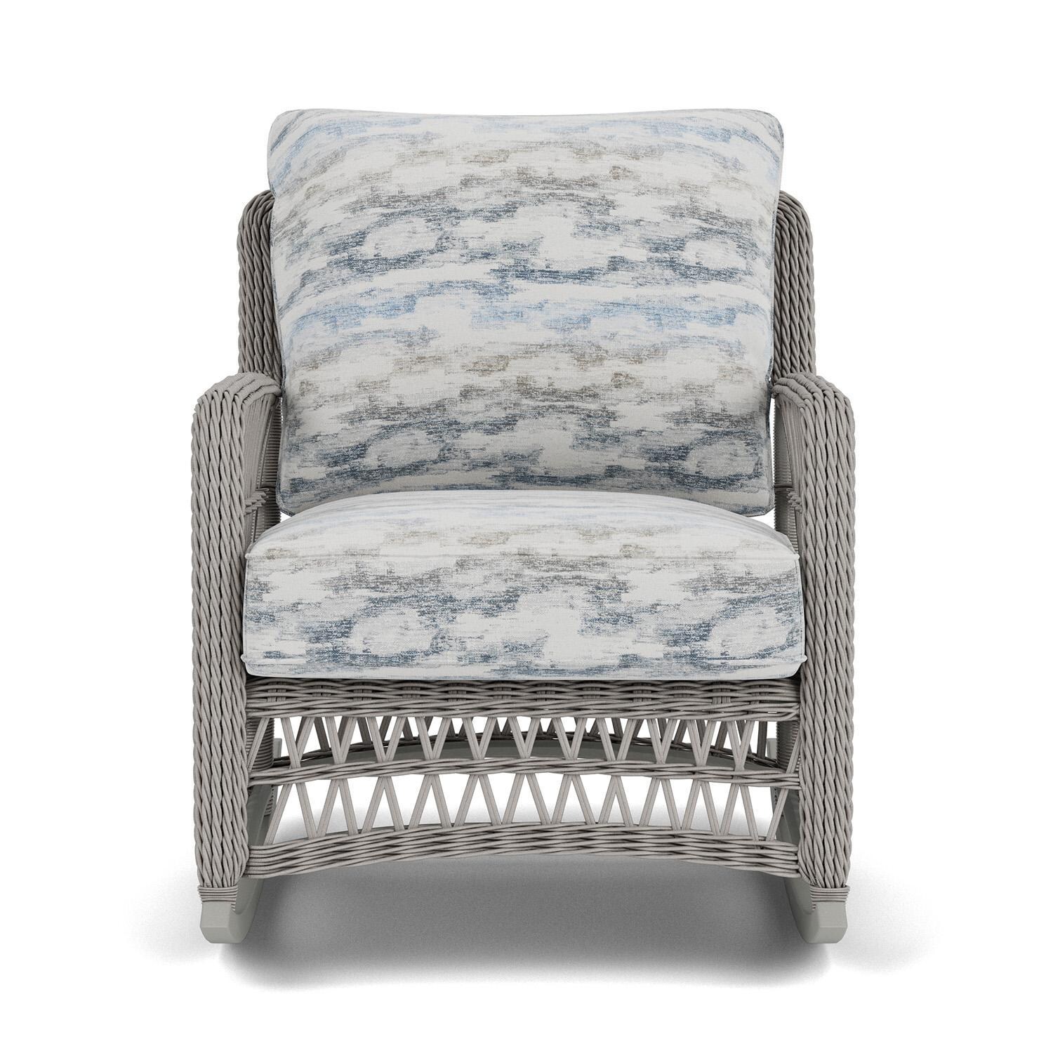 Lloyd Flanders Mackinac Lounge Rocker in Putty Finish with Stratosphere Cloud Fabric thumbnail