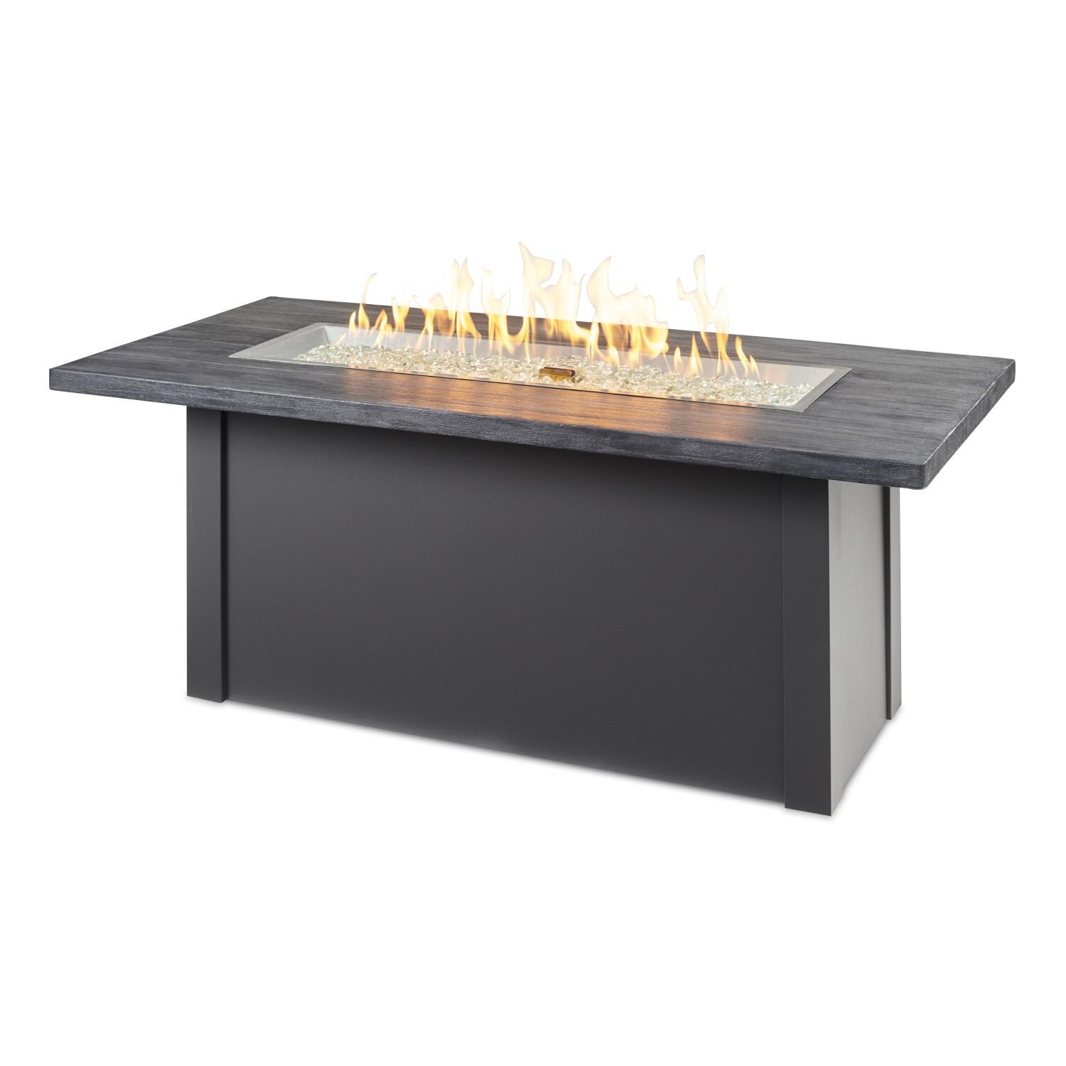 Havenwood 62 Inch Propane Fire Pit Table W/ Carbon Grey Top & Grey Base - Flames - White Background thumbnail