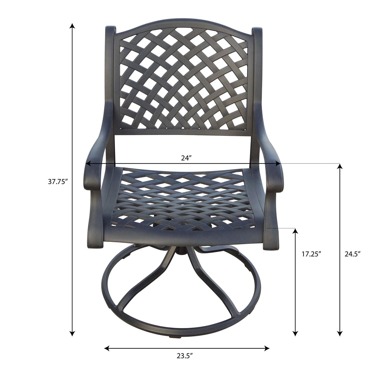Darlee Nassau 3 Pc Conversation Set w/ Rocker - Swivel Rocker Dining Chair - Dimensional thumbnail