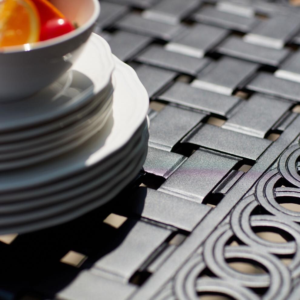 Darlee B/201630-9PCR-88W Ocean View 9 Pc Cast Aluminum Dining Set w/ Rockers in Antique Bronze - Table Edge - Detail thumbnail