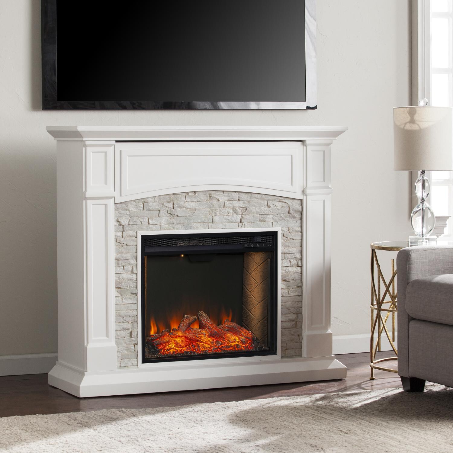 Southern Enterprises Seneca AlexaEnabled Smart Media Fireplace White