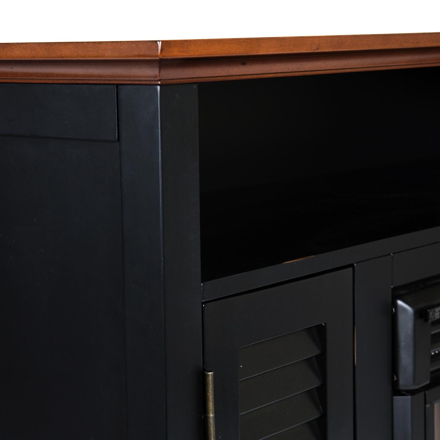 Southern Enterprises Antebellum 48-Inch Electric Fireplace Media Console - Black/Walnut - Closeup Detail thumbnail