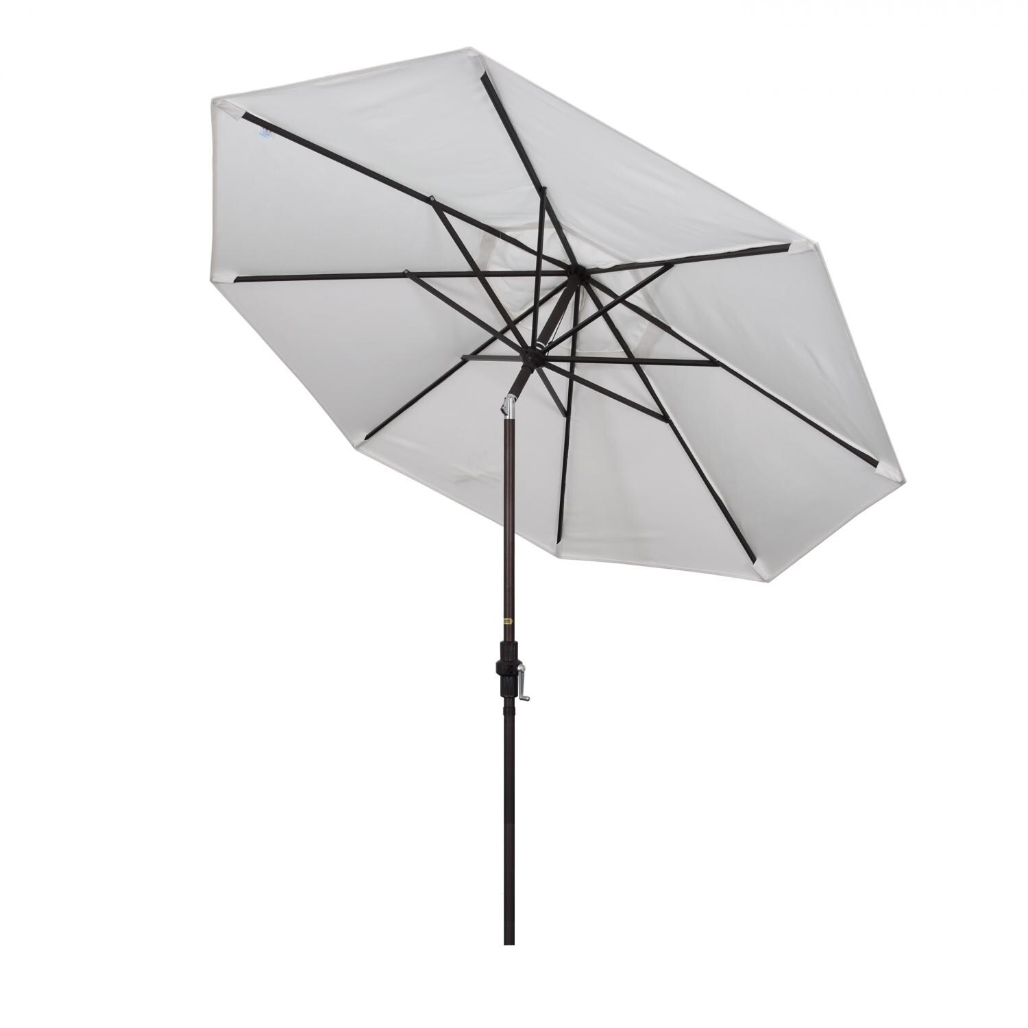 California Umbrella 9 Ft Octagonal Aluminum Collar Tilt Patio Umbrella W/ Crank Lift & Aluminum Ribs - Tilted (Shown in Sunbrella Canvas Natural W/ Black Frame) thumbnail