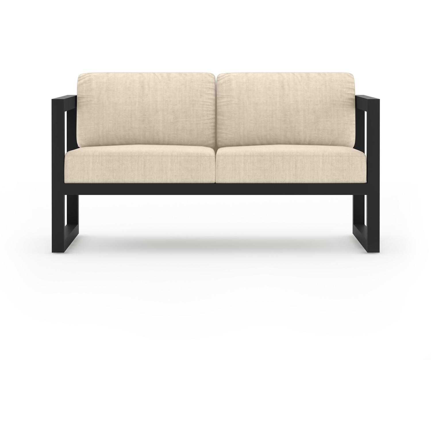 Lakeview MSTYMAS-BK-4SS-CF Misty Cove 4 Pc Aluminum Seating Set in Black w/Loveseat & Canvas Flax Cushions by Lakeview Outdoor Designs - Loveseat - White Background thumbnail