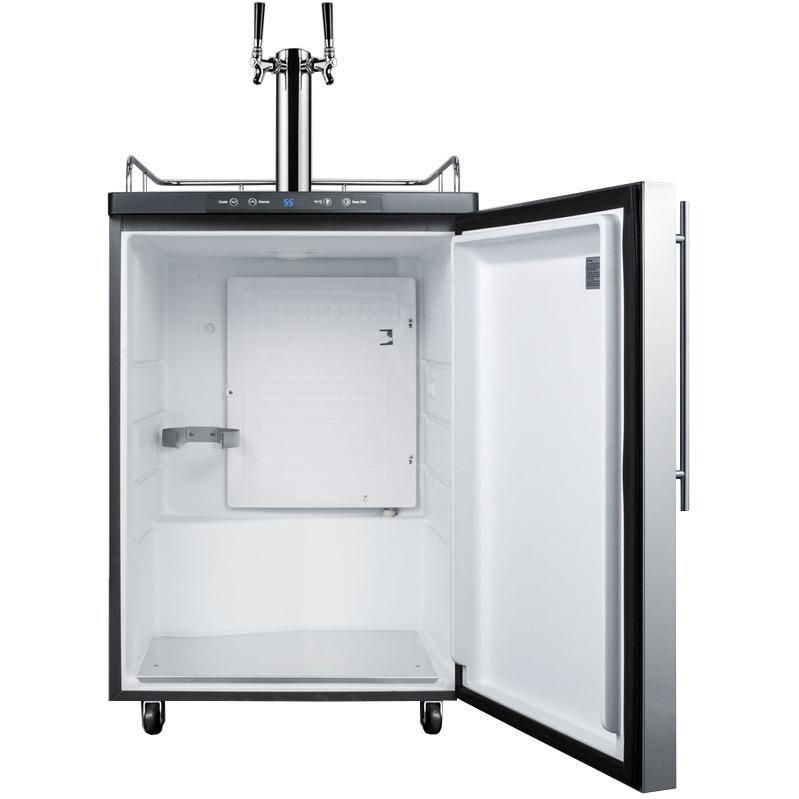 Summit 5.6 Cu. Ft. Freestanding Double Tap Beer Dispenser / Kegerator With Professional Handle - SBC635MSSHVTWIN - Open View thumbnail