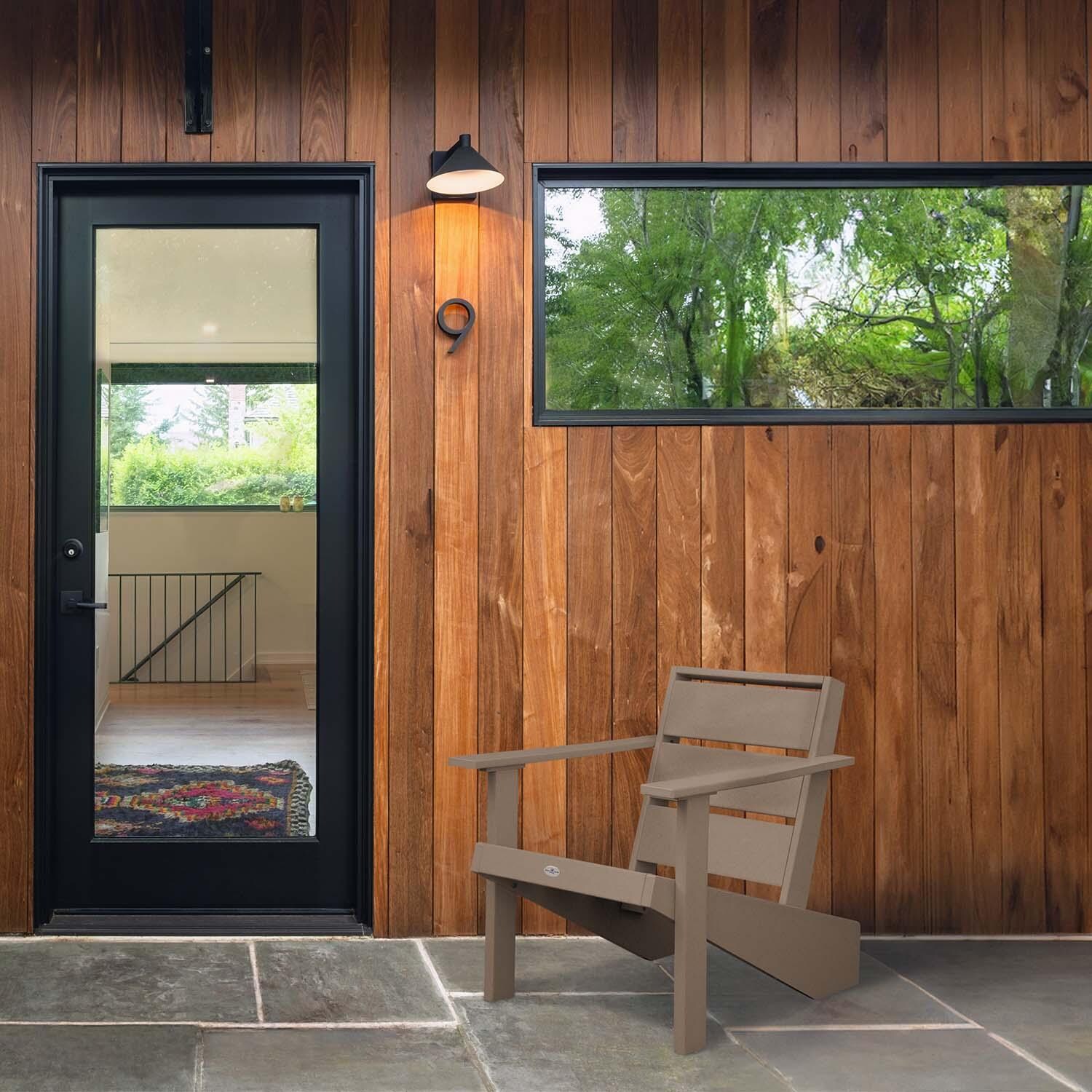 Hazel Cove Recycled Plastic Adirondack Chair in Cabana Tan by Lakeview Outdoor Designs - By Door - Lifestyle thumbnail