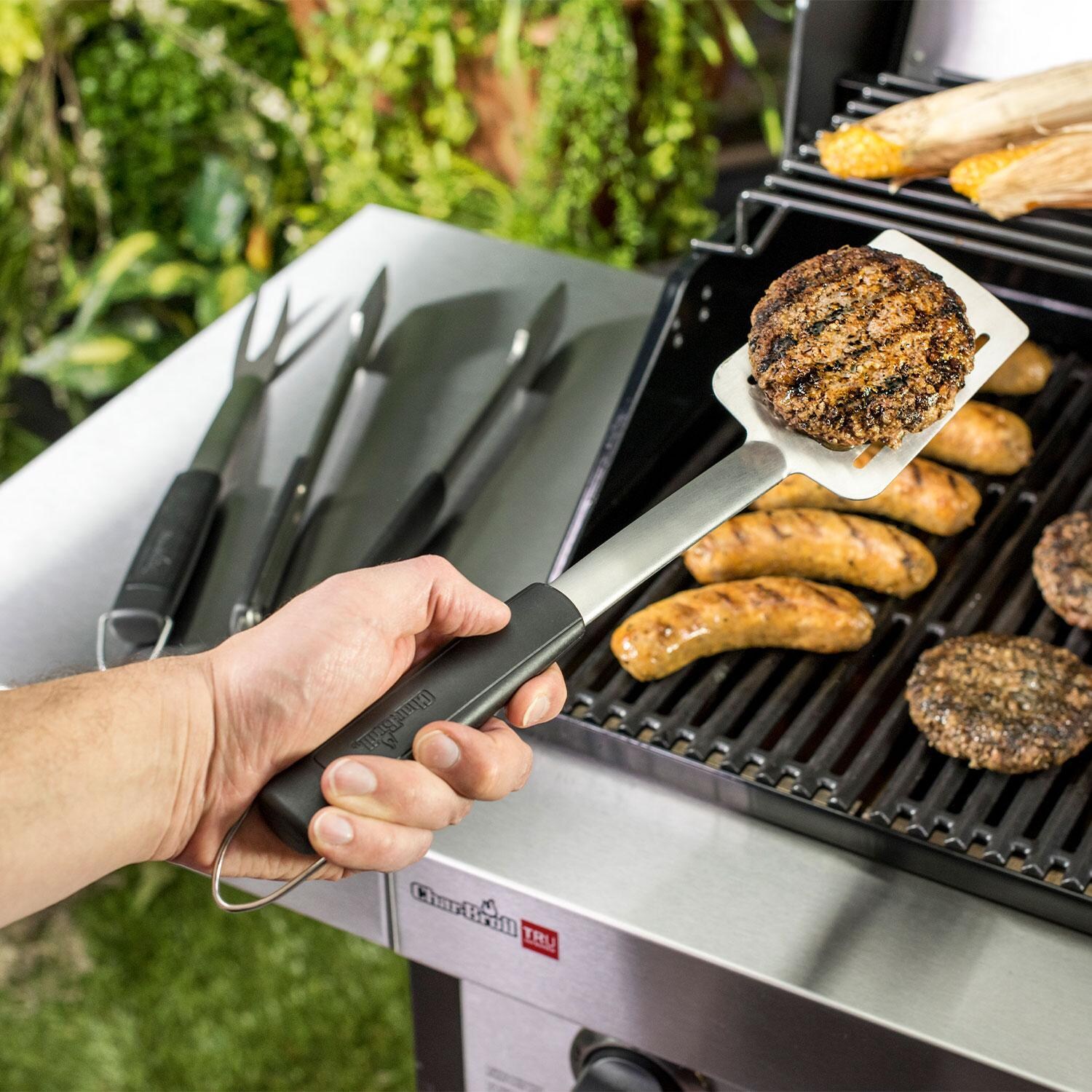 Charbroil 1776845 Aspire 3-Pc Grill Tool Set - Flipping Burgers w/ Spatula - Lifestyle thumbnail