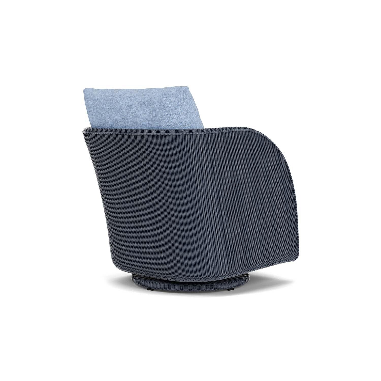 Lloyd Flanders Essence Swivel Glider Lounge Chair W/Demo Skyway Fabric - Denim Blue Finish - Back Right thumbnail