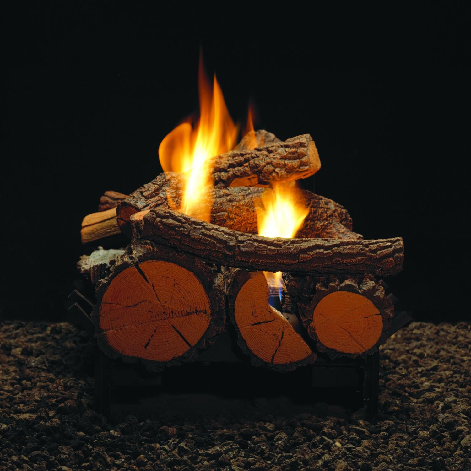 White Mountain Hearth By Empire Rock Creek See-Thru Gas Log Set With Vent-Free Slope Glaze Burner - Side View thumbnail