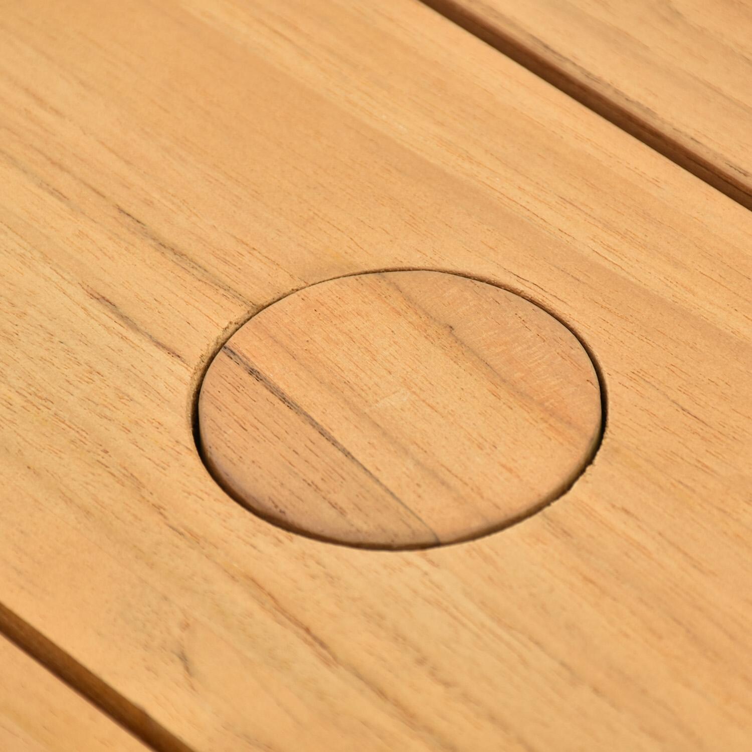 Lakeview Outdoor Designs LV-3410-7 Dove Cay 5 Pc Aluminum Dining Set in Gray By Lakeview - Umbrella Hole Cover - Detail thumbnail