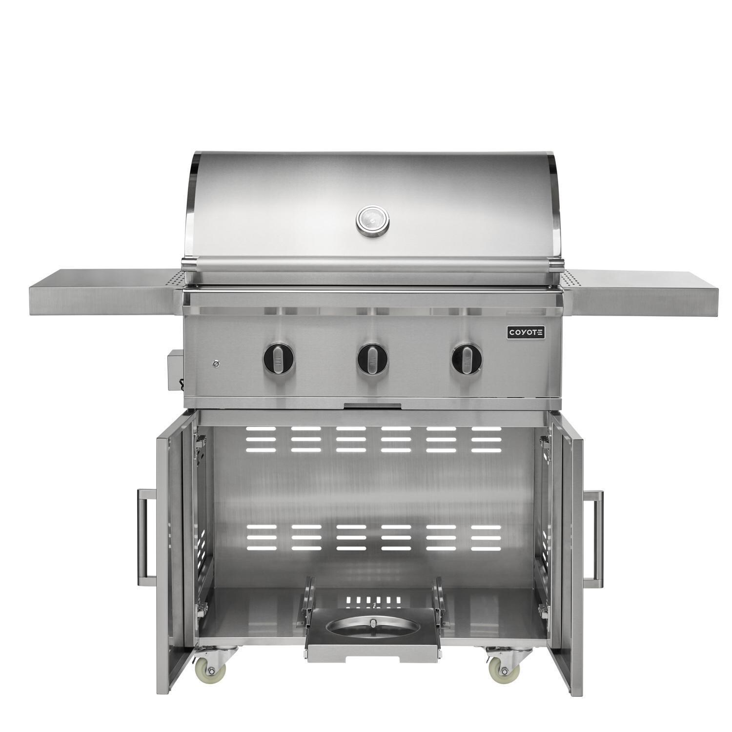 Coyote Outdoor Living 34 Inch C-Series Freestanding Natural Gas Grill - Cart Open - White Background thumbnail