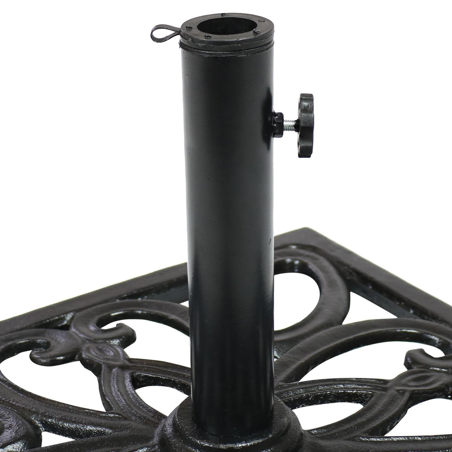 Ultimate Patio 53 Lb Imperial Geometric Design Cast Iron Heavy Duty Umbrella Base - Black - Tube Fits Up to 1.75-Inch Poles thumbnail