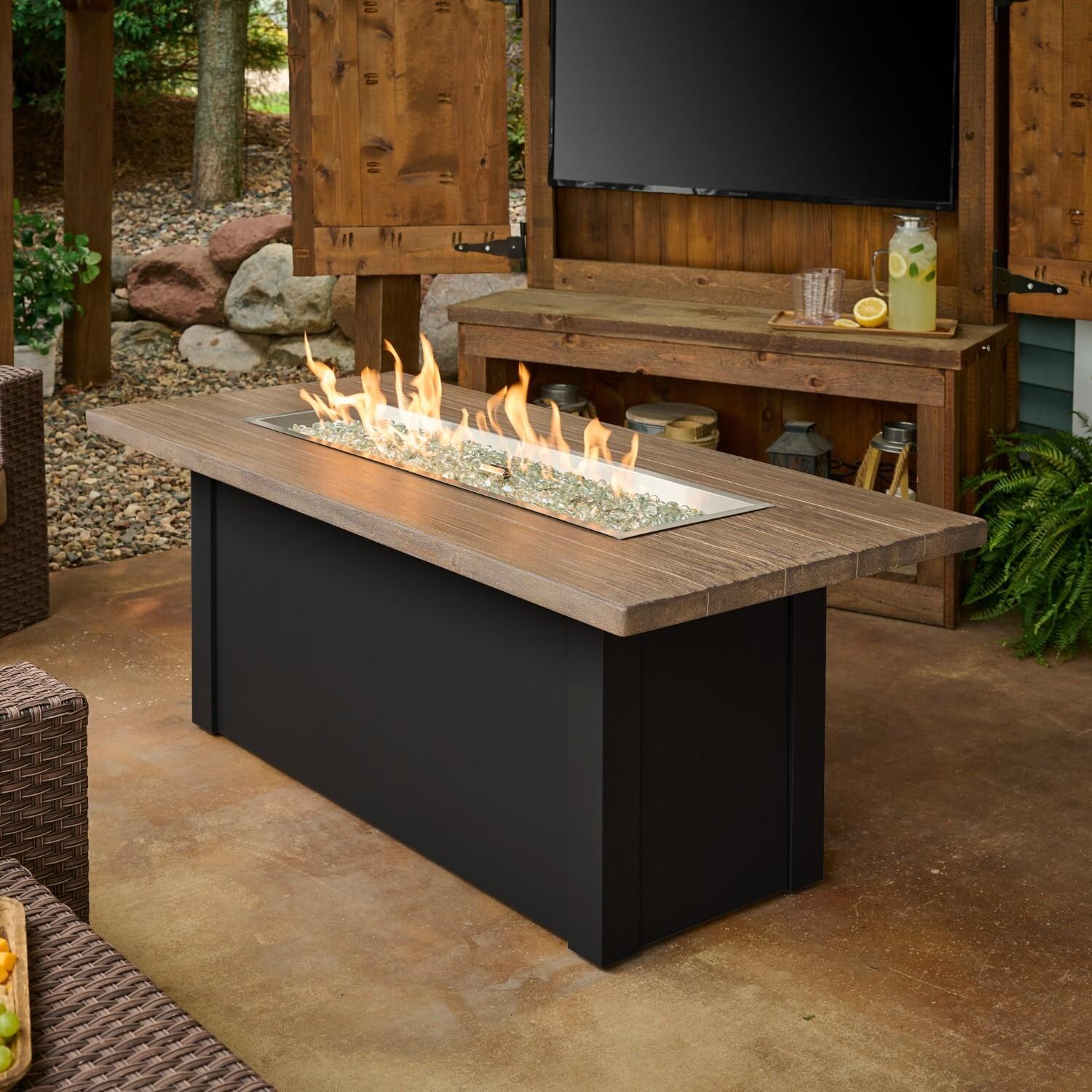 Havenwood 62 Inch Natural Gas Fire Pit Table W/ Driftwood Top & Black Base - Lifestyle thumbnail