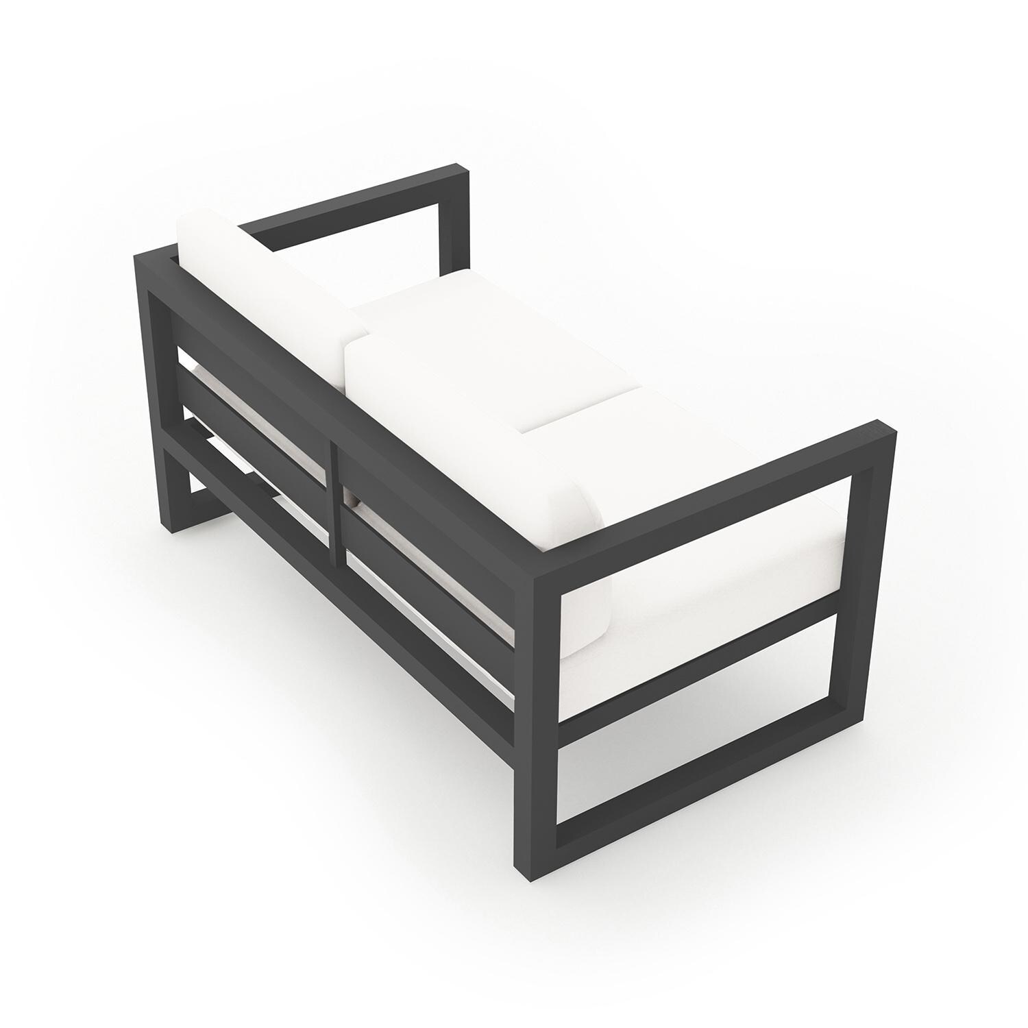 Misty Cove 2 Person Loveseat in Slate w/Canvas Natural Cushions by Lakeview - Back Angle View - White Background thumbnail