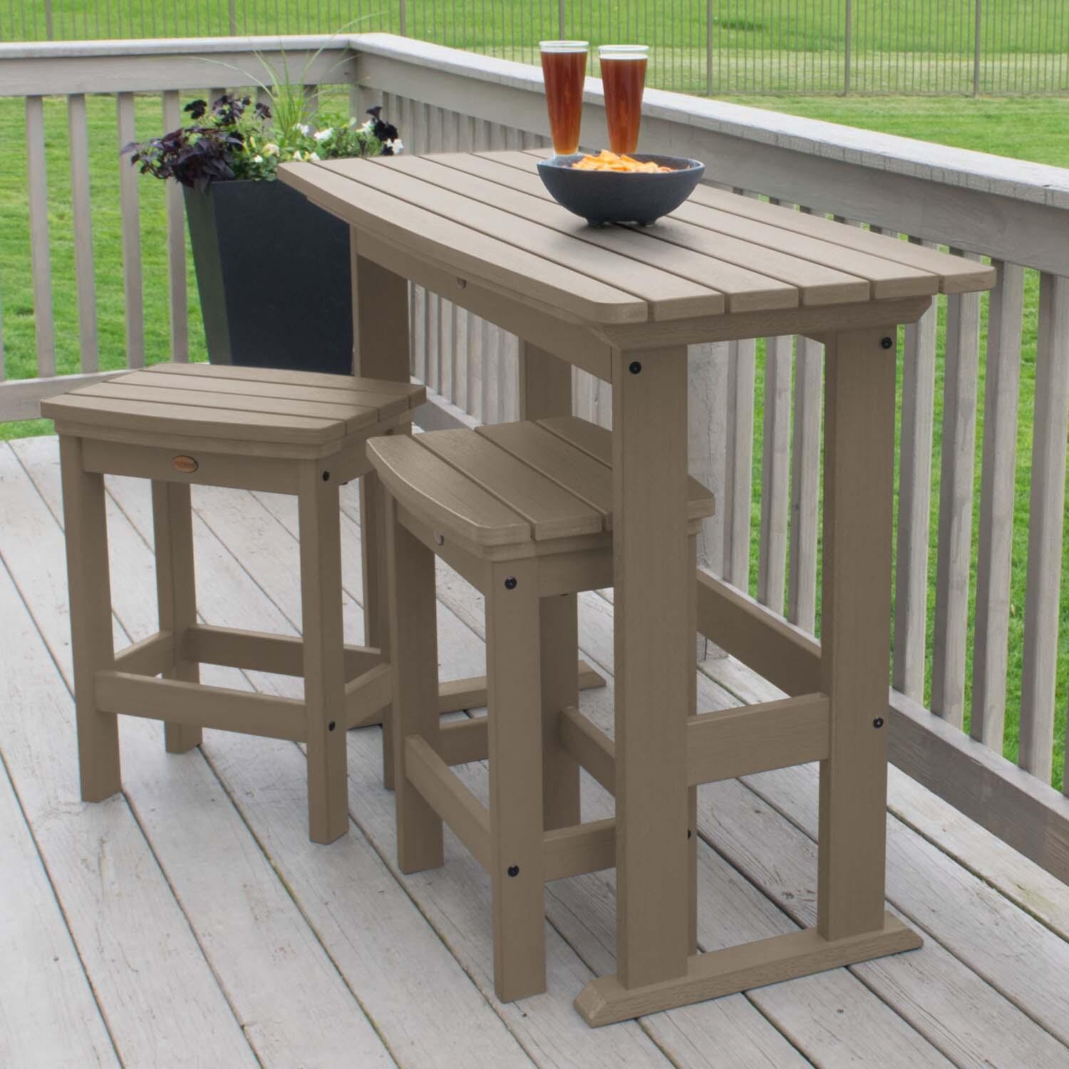 Hart Lane 3 Pc Recycled Plastic Counter Height Dining Set in Woodland Brown by Lakeview Outdoor Designs