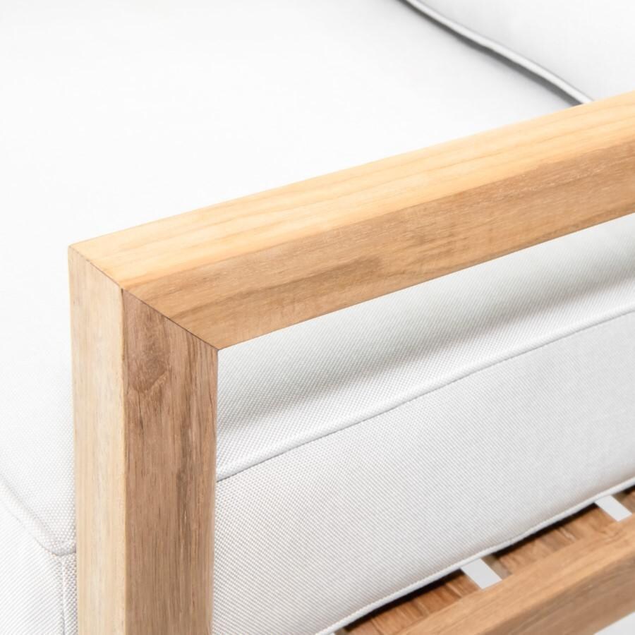 Teak + Table Monday Teak Patio Club Chair in Granite - Arms W/ Natural Cushions - Detail thumbnail