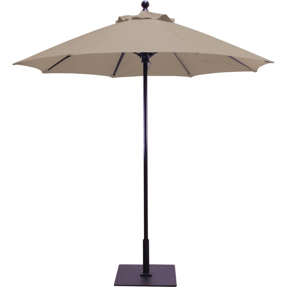 Galtech 7.5 Ft. Octagonal Aluminum Patio Market Umbrella W/ Push Lift - Black Frame W/ Sunbrella Canvas Camel Canopy