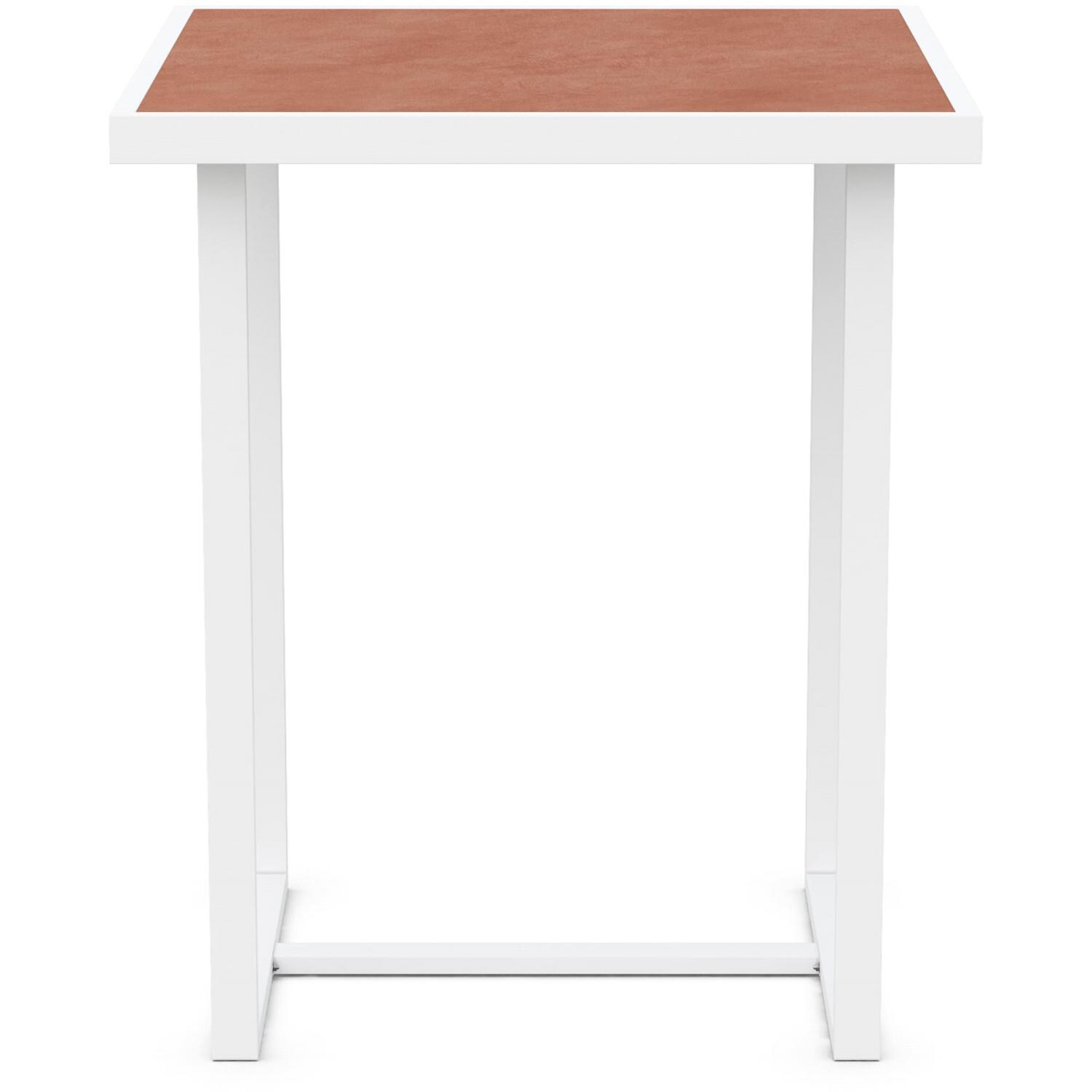 Azzurro Living Pavia 35 Inch White Aluminum Bar Table W/ Umber Dekton Top - Front - White Background thumbnail