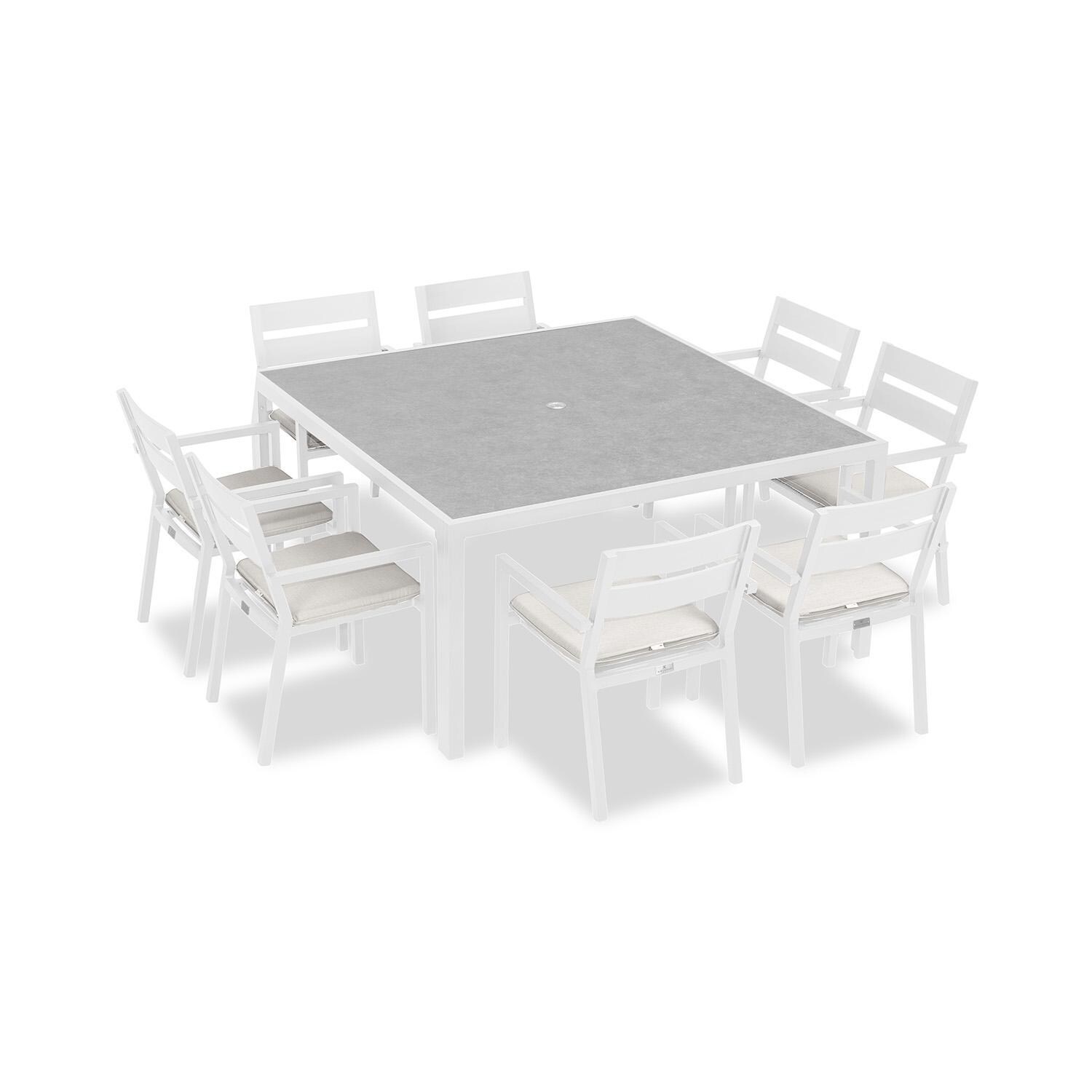 Calm Bay 9 Pc Square Dining Set in White/Canvas Natural by Lakeview - White Background thumbnail