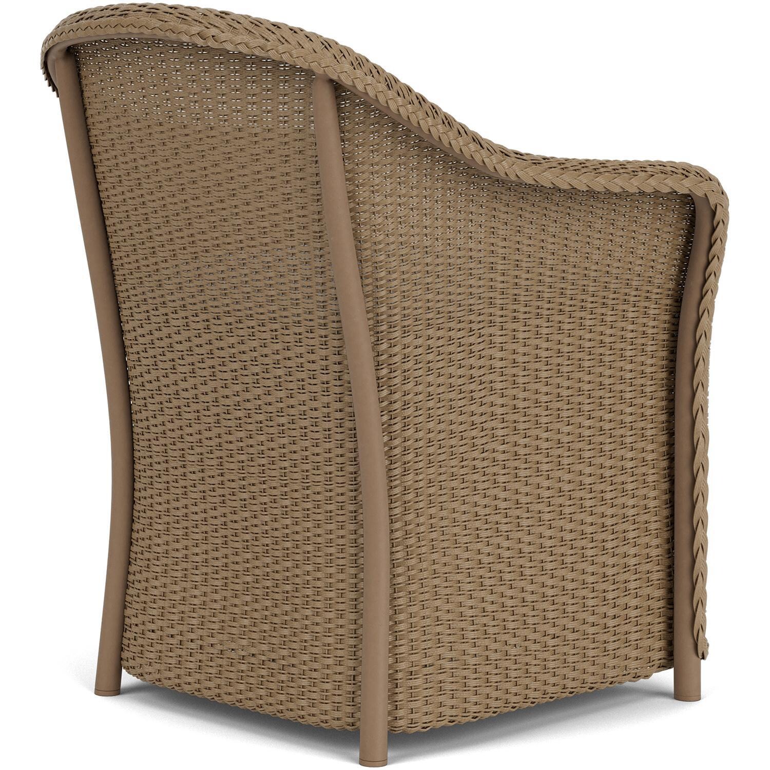 Lloyd Flanders Weekend Retreat Dining Armchair in Fawn Finish W/ Demo Skyway Fabric - Back Right thumbnail