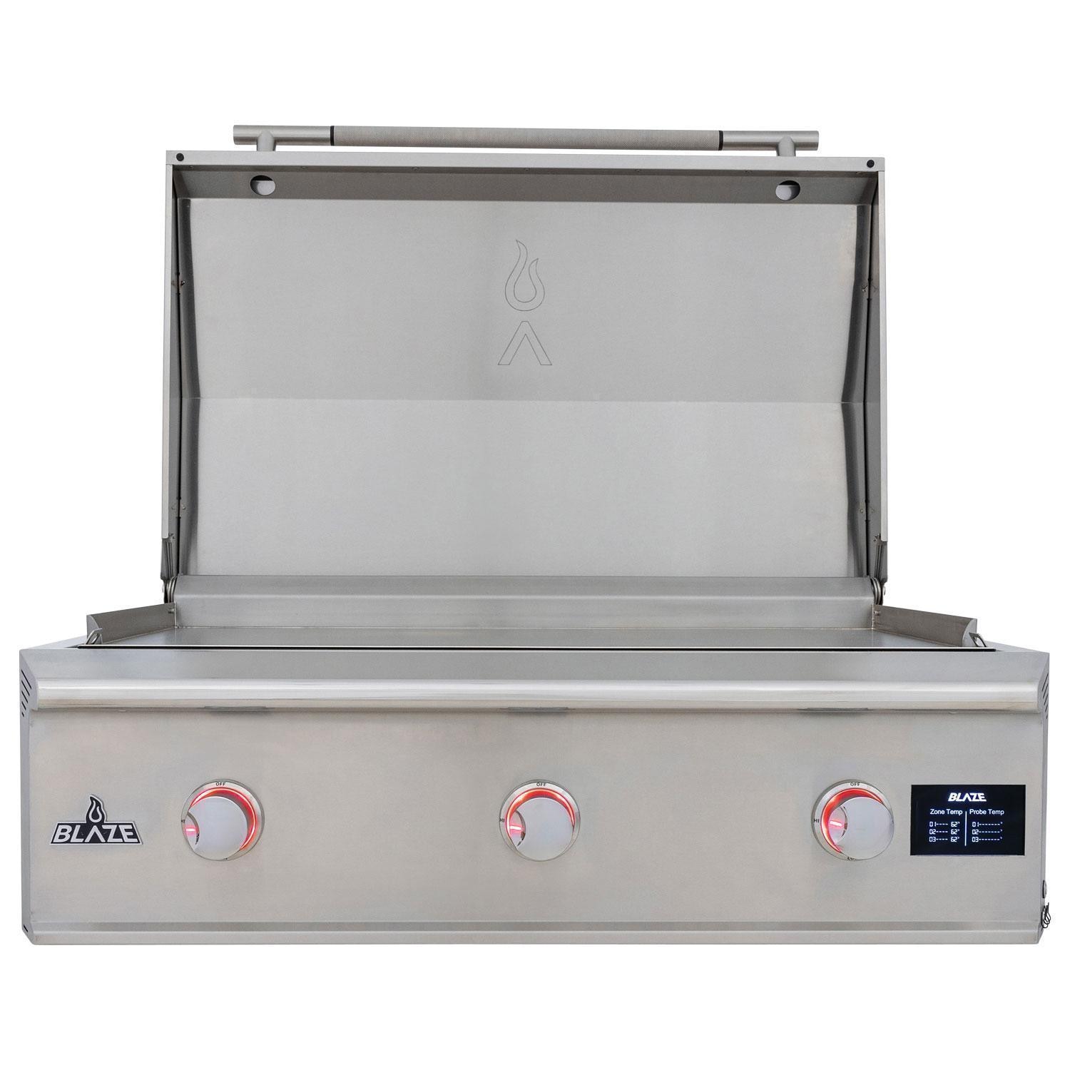 Blaze BLZ-GRIDDLE40-NG Natural Gas Griddle - Knob Light Off - Front View -  White Background thumbnail