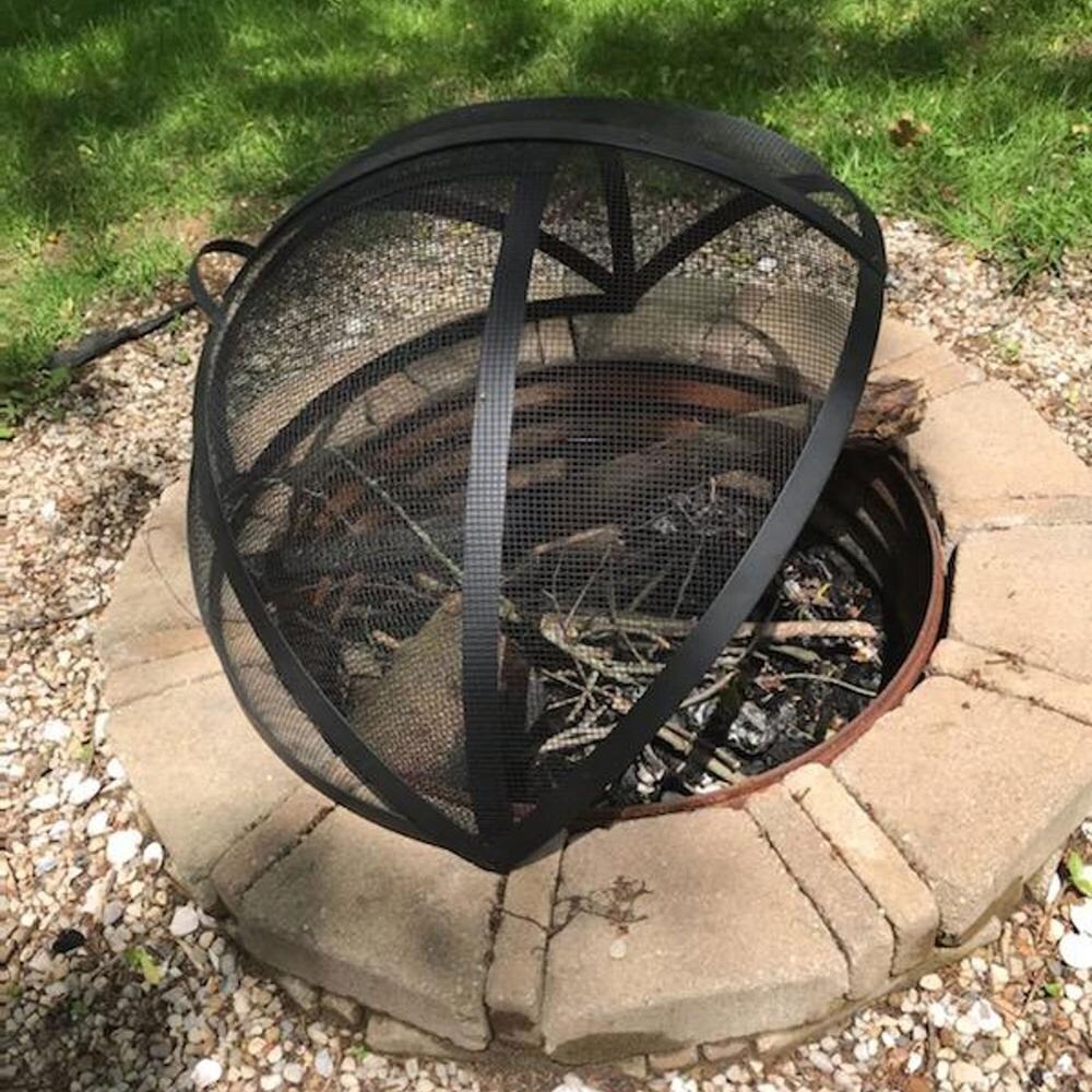Ultimate Patio 36-Inch Easy Access Fire Pit Spark Screen - Partially Open Over Fire thumbnail