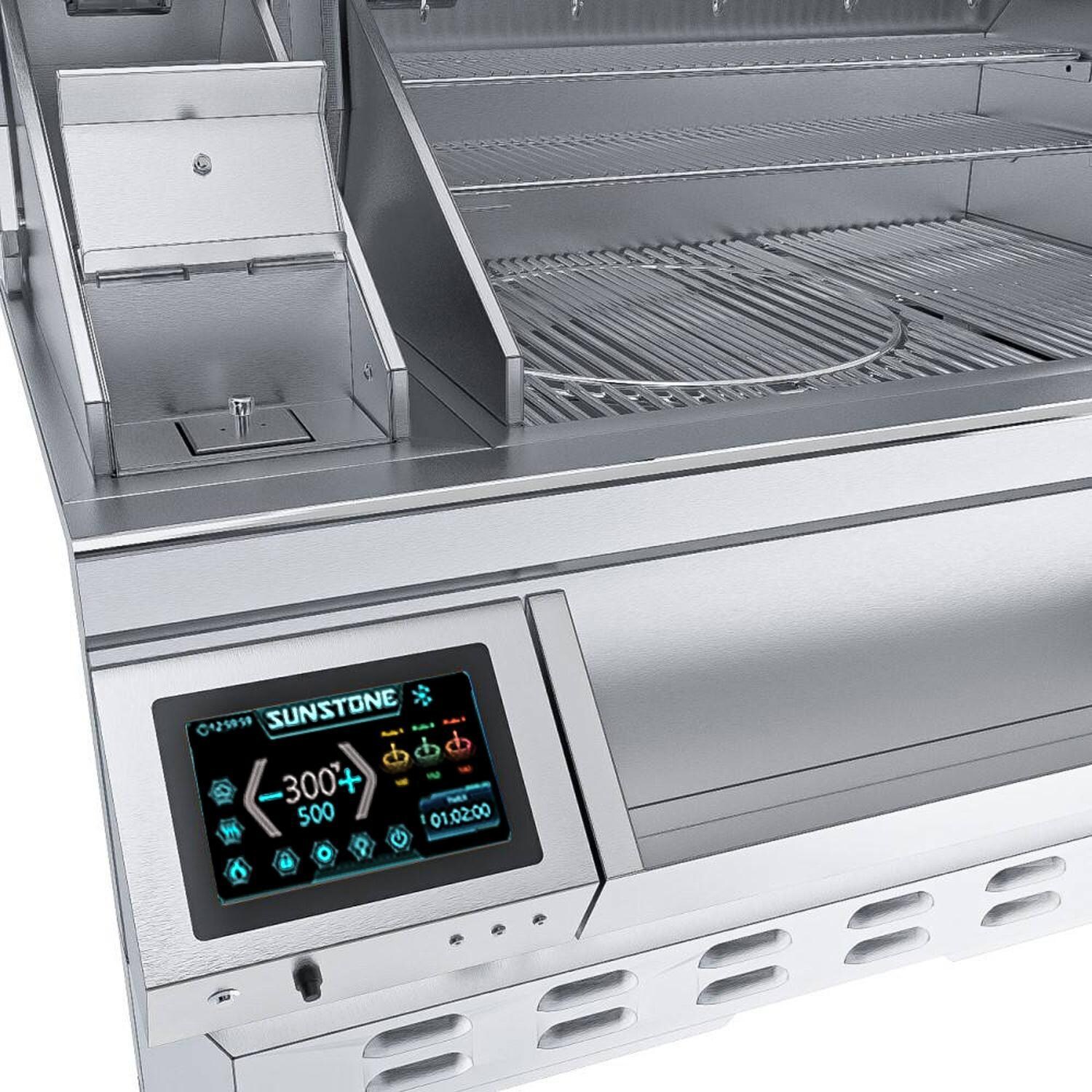 Sunstone Grills SUNPLT40 40 Inch Electric Pellet Grill W/ Cold Smoker - Control Panel - White Background thumbnail