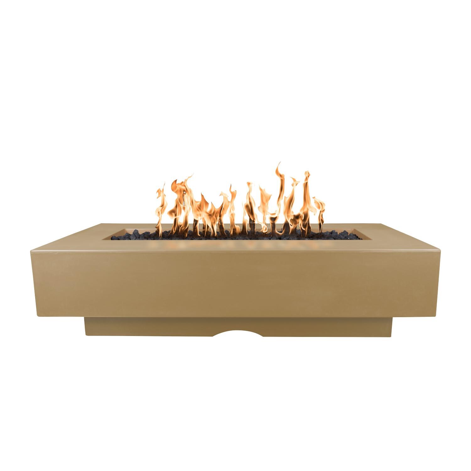 Del Mar 60 Inch Rectangular GFRC Natural Gas Fire Pit in Brown by The Outdoor Plus