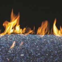 Peterson Real Fyre 30-Inch Sapphire Indoor/Outdoor See-Thru Fire Glass Set With Vented Natural Gas Stainless G45 Burner - Match Light image