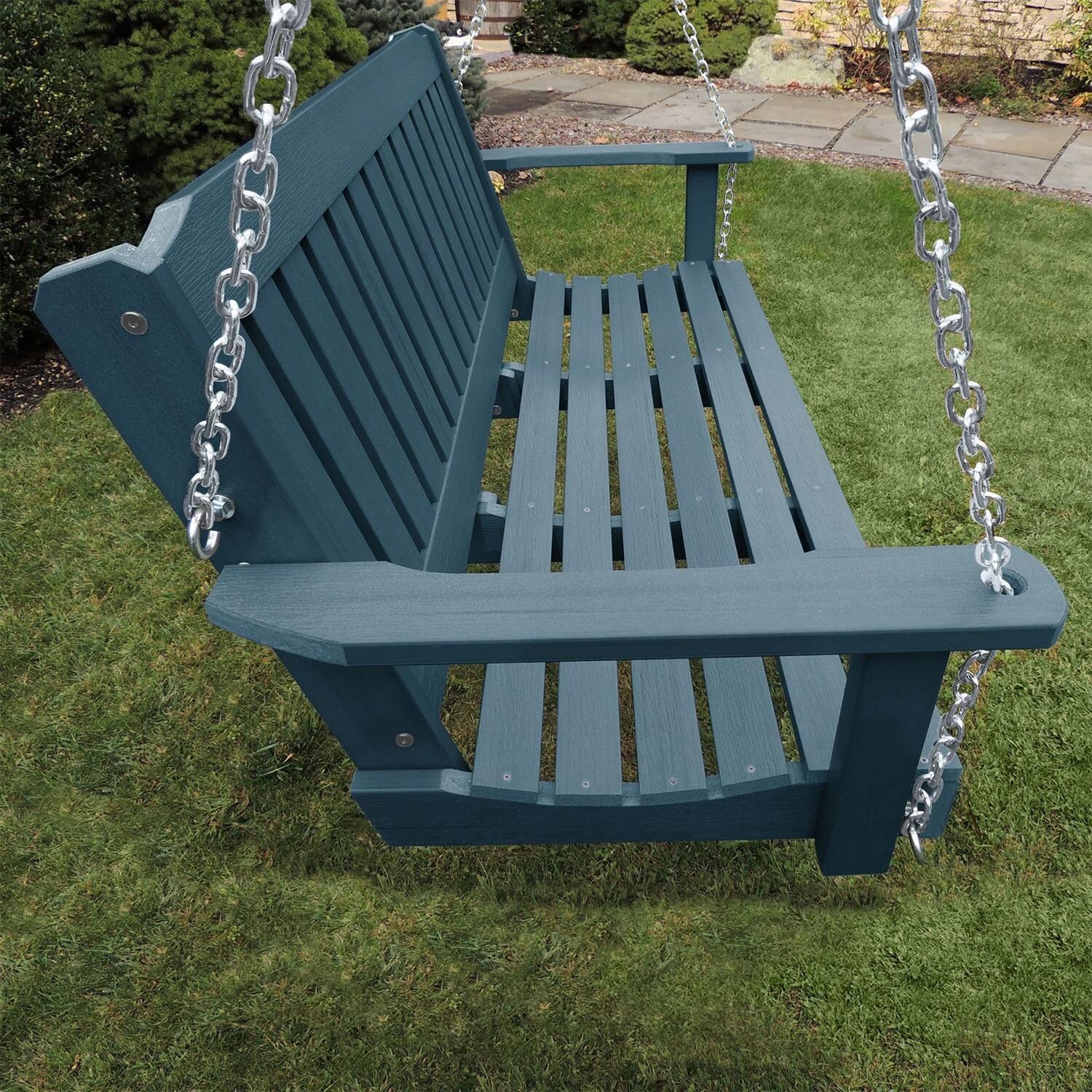 Lakeview Hart Lane Porch Swing - 5ft - Nantucket Blue - Side View thumbnail