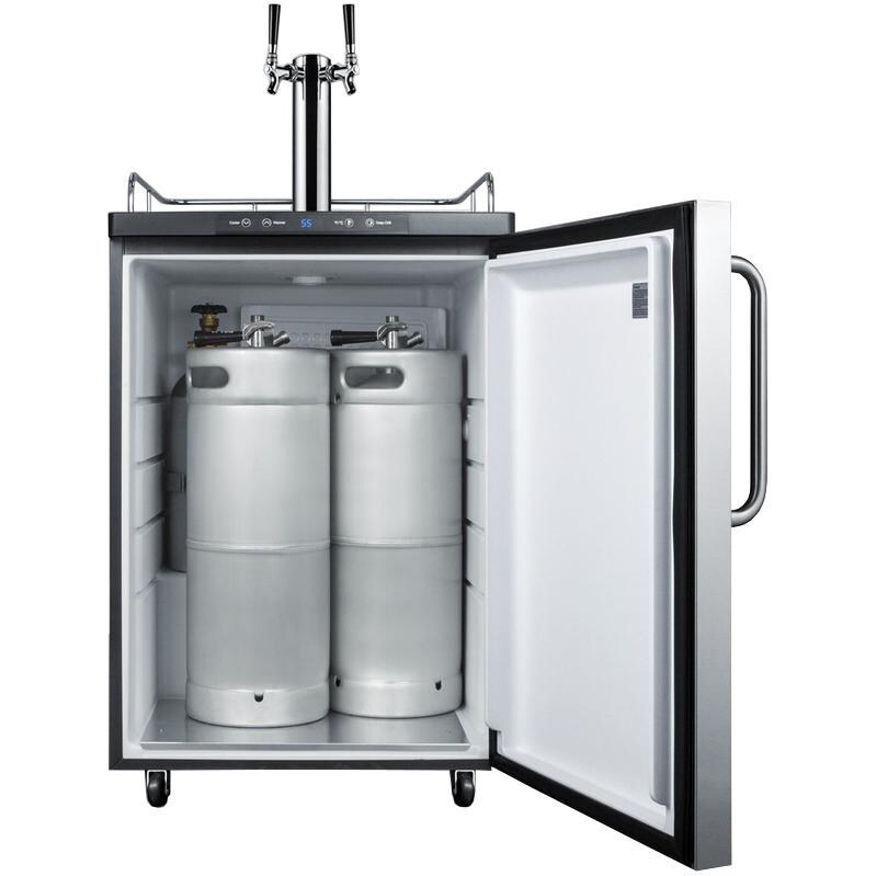 Summit 5.6 Cu. Ft. Freestanding Double Tap Beer Dispenser / Kegerator With Towel Bar Handle - SBC635MSSTBTWIN - Stocked View thumbnail