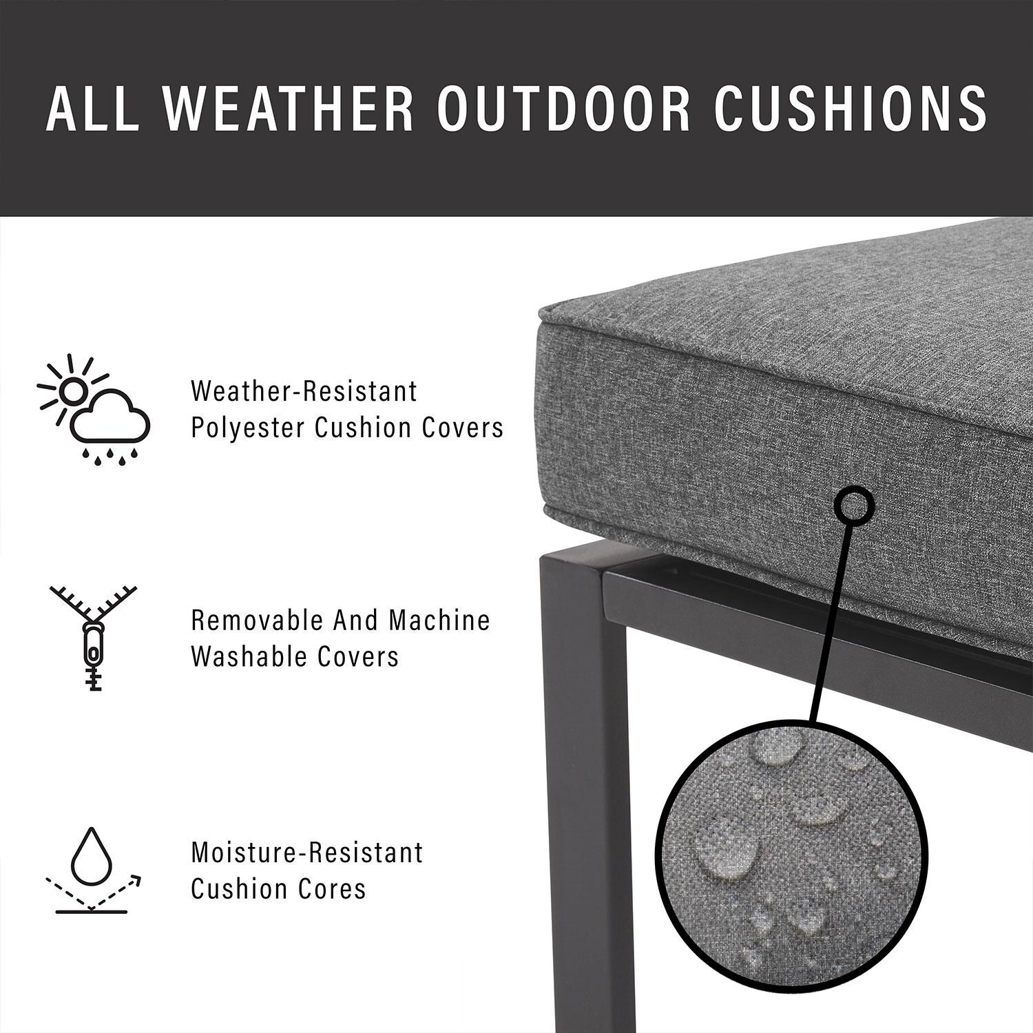 Ultimate Patio UP-92608MB-CL 5Pc Outdoor Sectional Set W/ Fire Table in Charcoal Gray - Cushion Weather Resistant - Diagram thumbnail