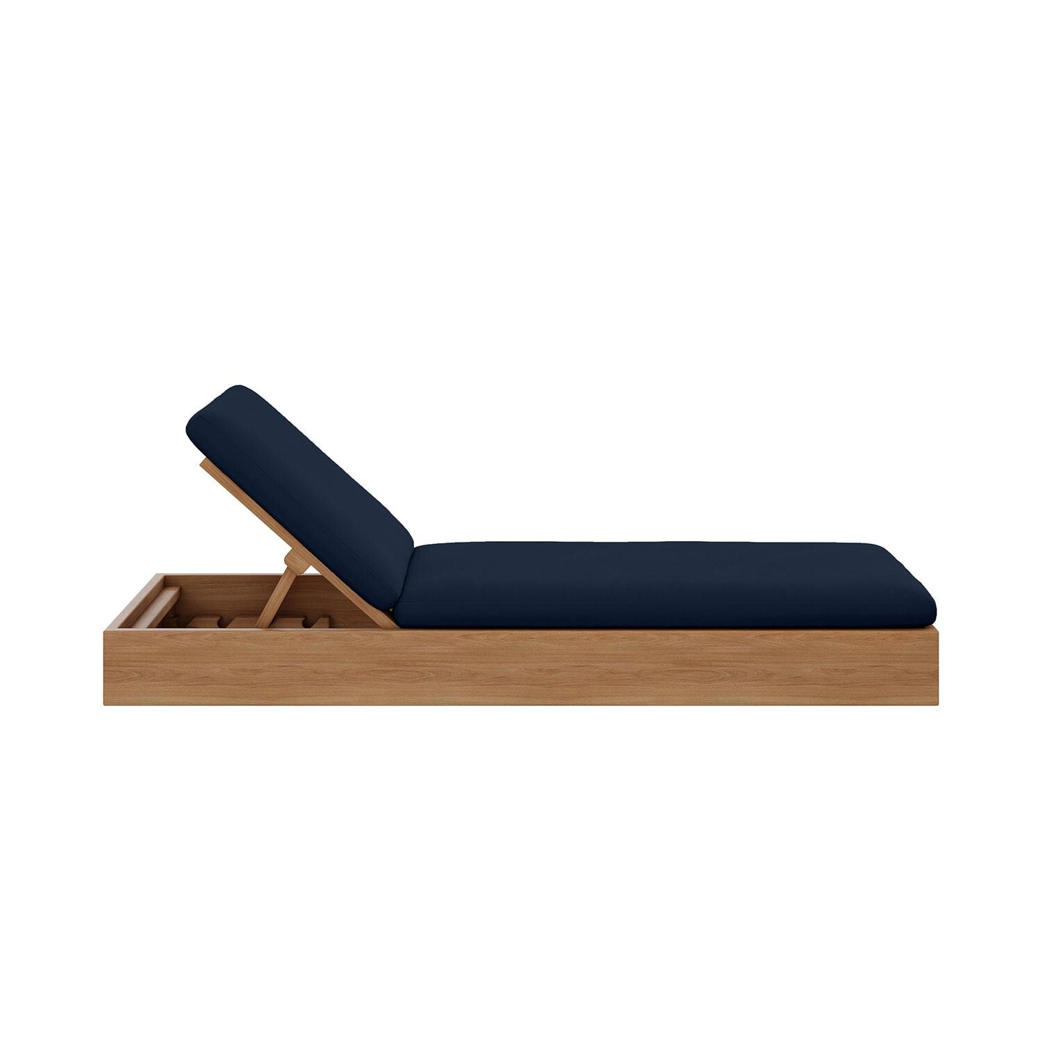 Bellawood Teak Chaise Lounge in Indigo by Lakeview Outdoor Designs - Angled - White Background thumbnail