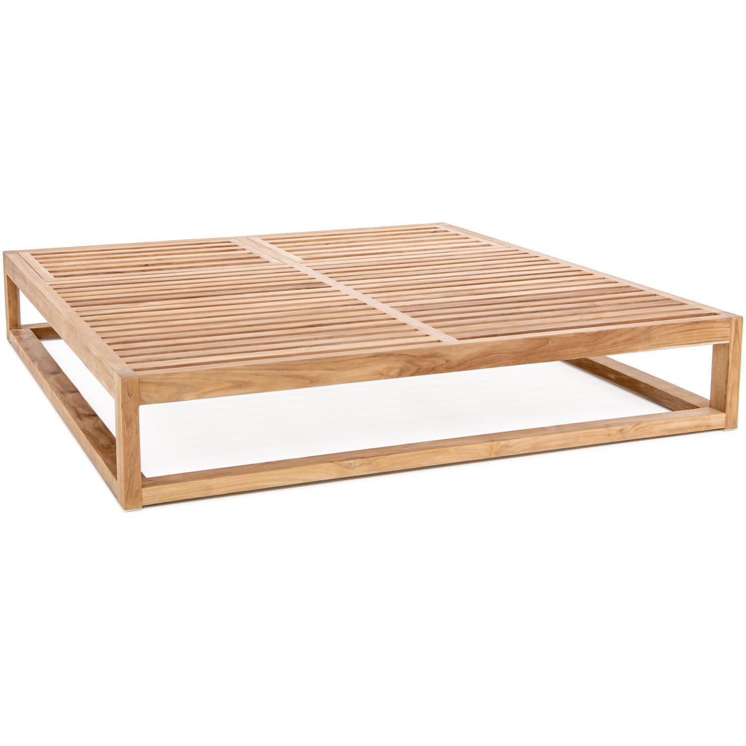 Teak + Table Atlantic Teak Patio Double Chaise Lounge in Granite - Frame W/ Backrests Lowered - White Background thumbnail