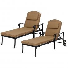 Capri 2 Piece Cast Aluminum Patio Chaise Lounge Set W/ Sesame Polyester Cushions By Darlee