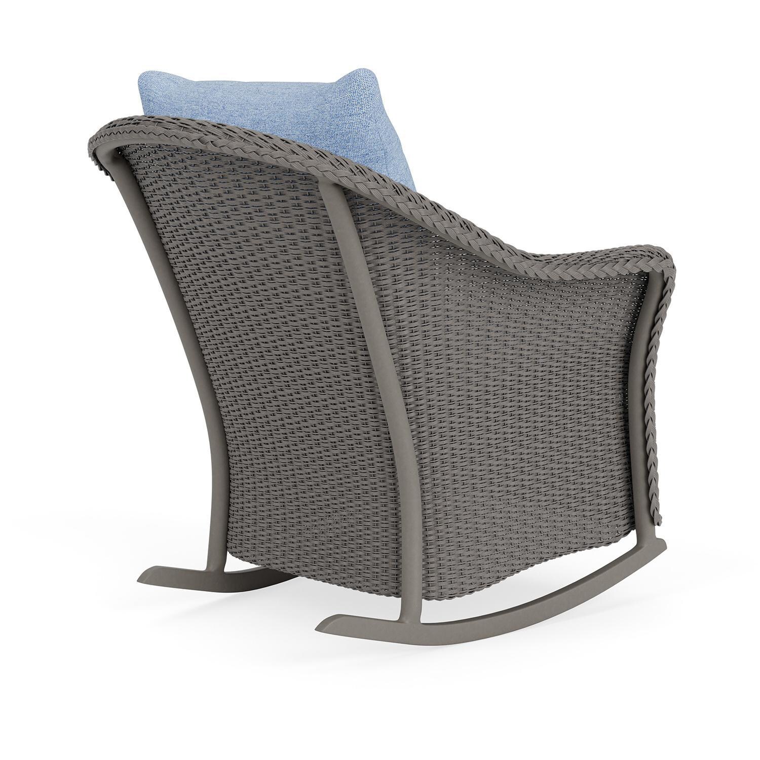 Lloyd Flanders Weekend Retreat Lounge Rocker in Pewter Finish W/ Demo Skyway Fabric - Back Right thumbnail