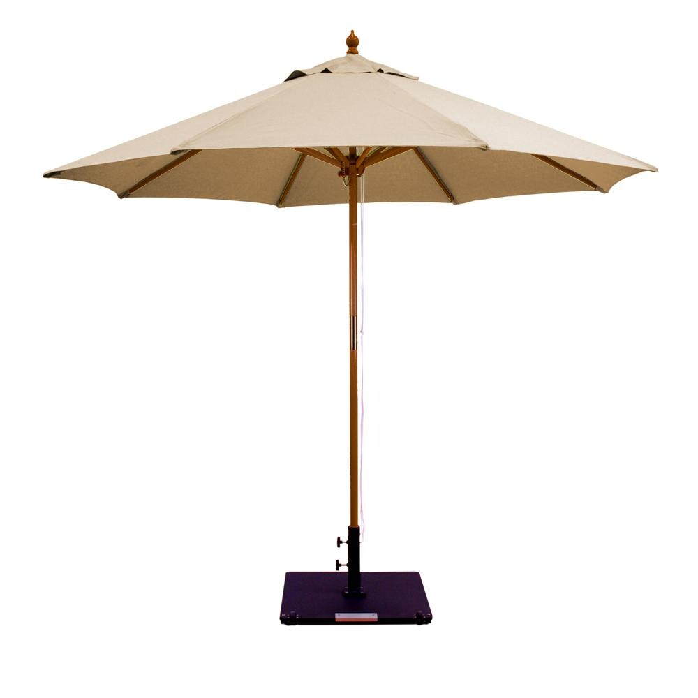 Galtech 9 Ft. Octagonal Wood Patio Umbrella W/ Pulley Lift - Dark Wood Frame W/ Camel Sunbrella Fabric (Umbrella Base Not Included) thumbnail