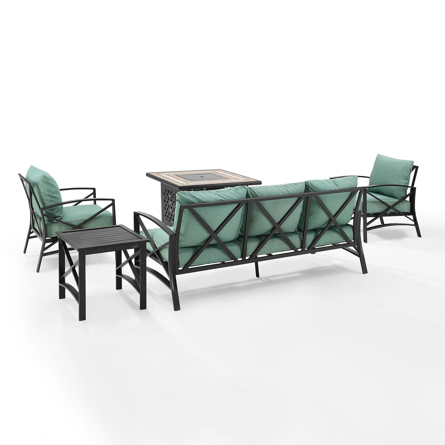 Ultimate Patio UP-82267BZ-MI 5Pc Outdoor Sofa Set W/ Fire Table in Mist - Rear - White Background thumbnail