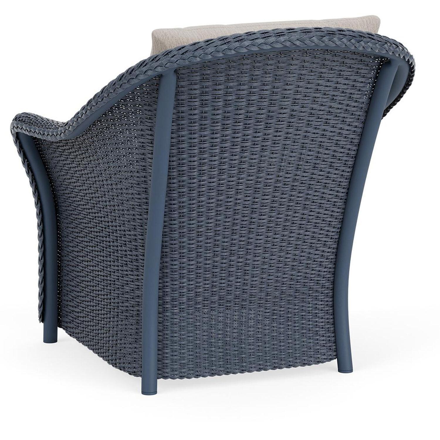 Lloyd Flanders Weekend Retreat Lounge Chair in Denim Blue Finish W/ Remy Cloud Fabric Side - Back Left thumbnail
