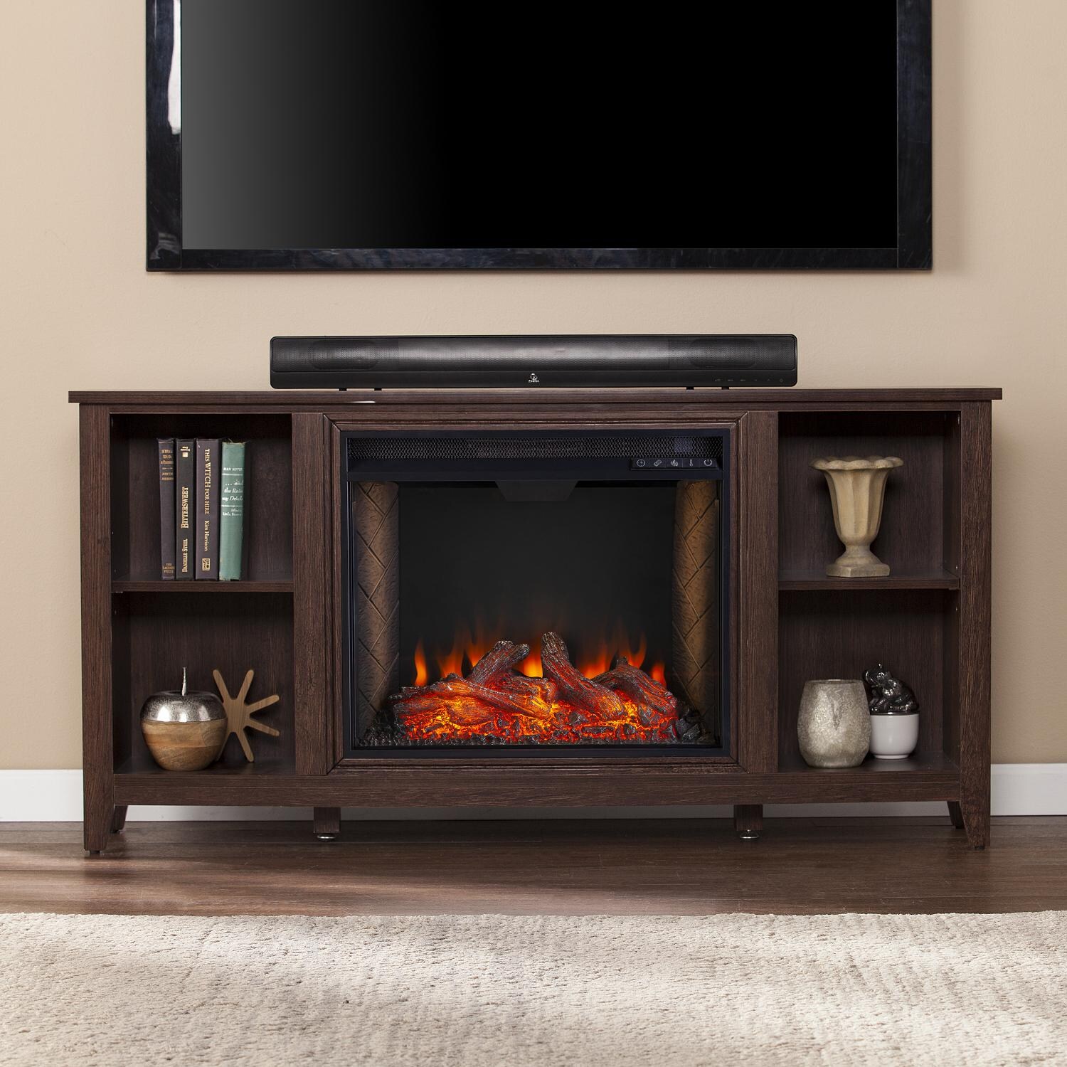 Southern Enterprises Parkdale Alexa-Enabled Smart Fireplace W/ Storage - Espresso - FS9692 image