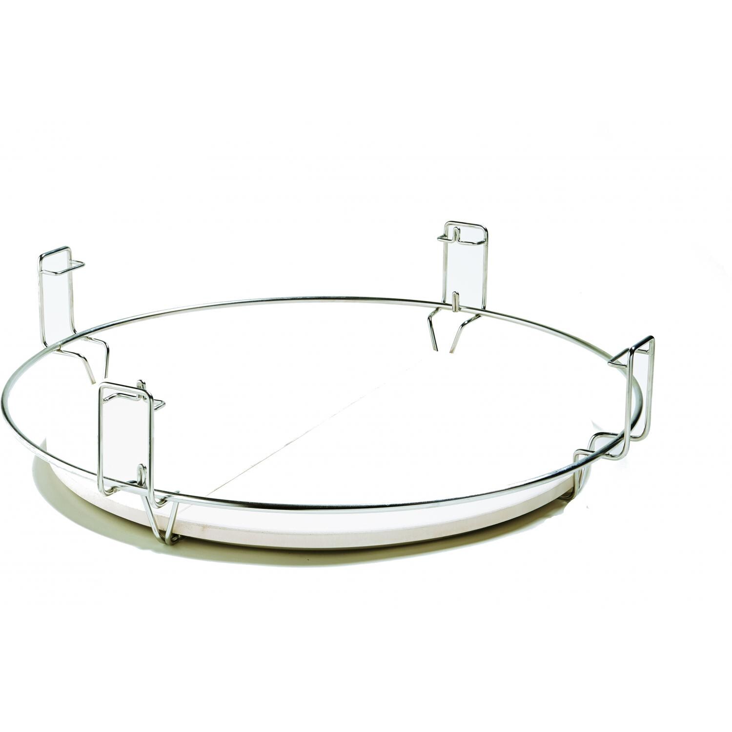 Kamado Joe Half Moon Heat Deflector Plates For BigJoe - Full View (Shown With Flexible Cooking Rack - Not Included)