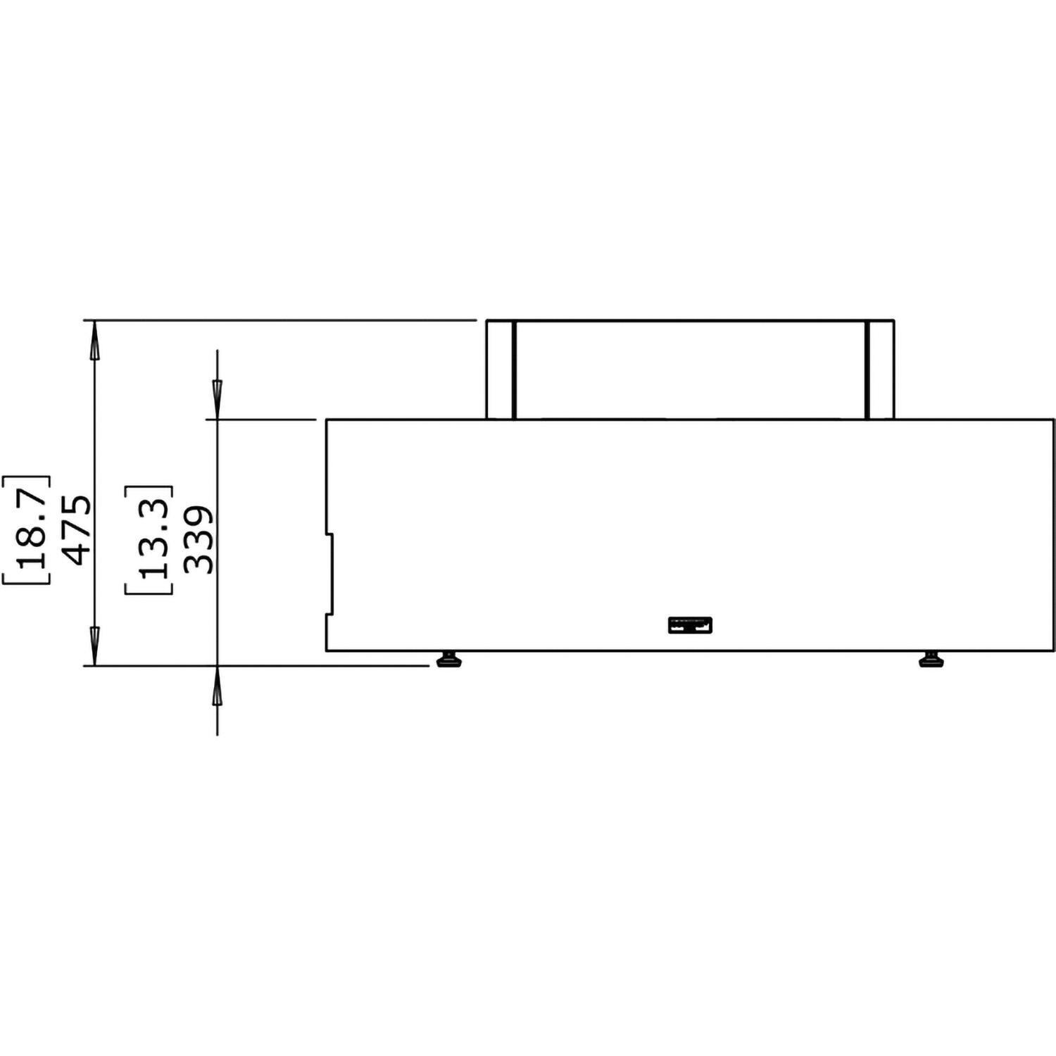 EcoSmart Fire ESF.O.ARK.40.GH.B Ark 40 Inch Black Burner Round Concrete Ethanol Fire Pit Table in Black Graphite - Line Drawing From Side - Dimensional thumbnail