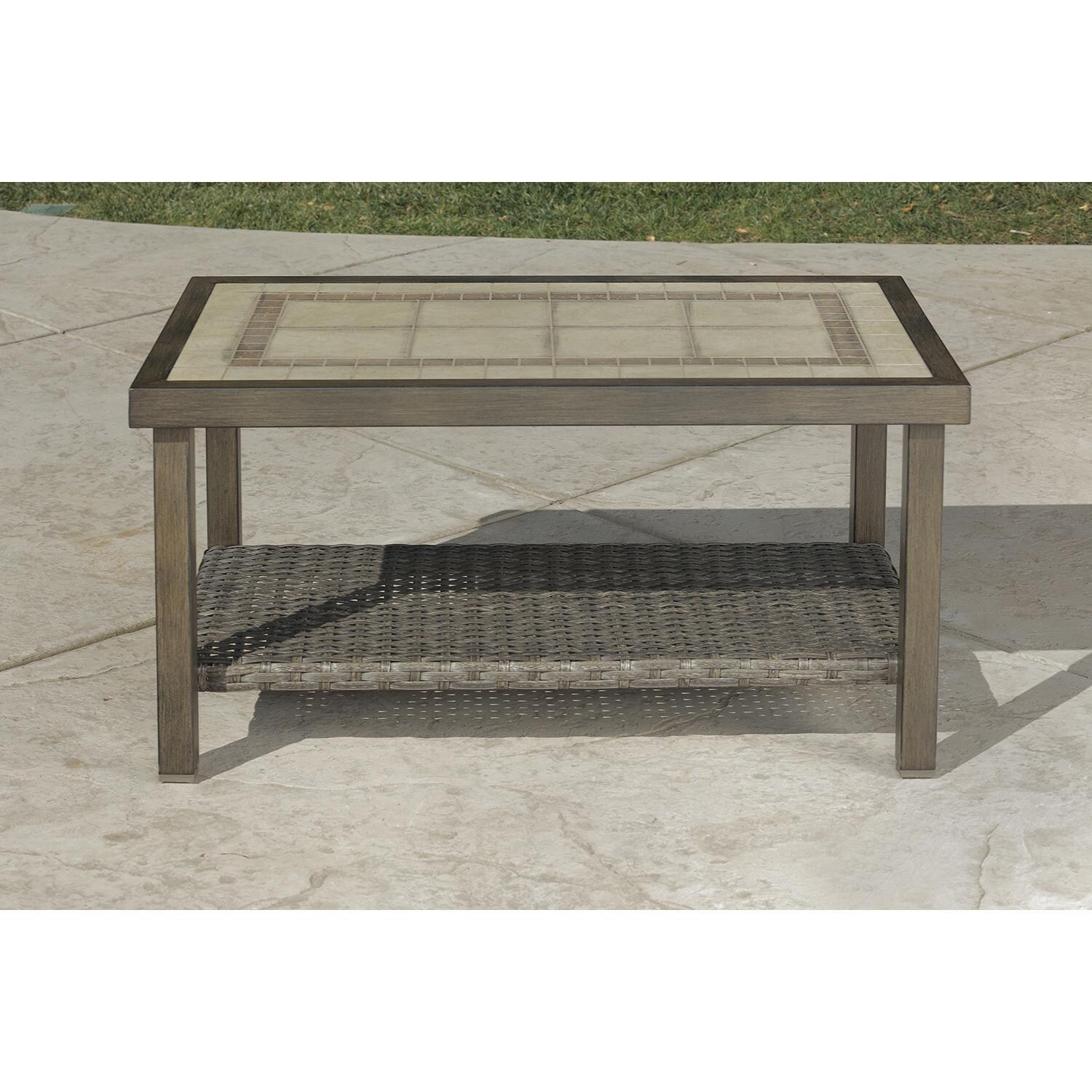 Lakeview Outdoor Designs Dove Cay 6 Piece Wicker & Aluminum Patio Conversation Set - Patio Chat Table Front thumbnail
