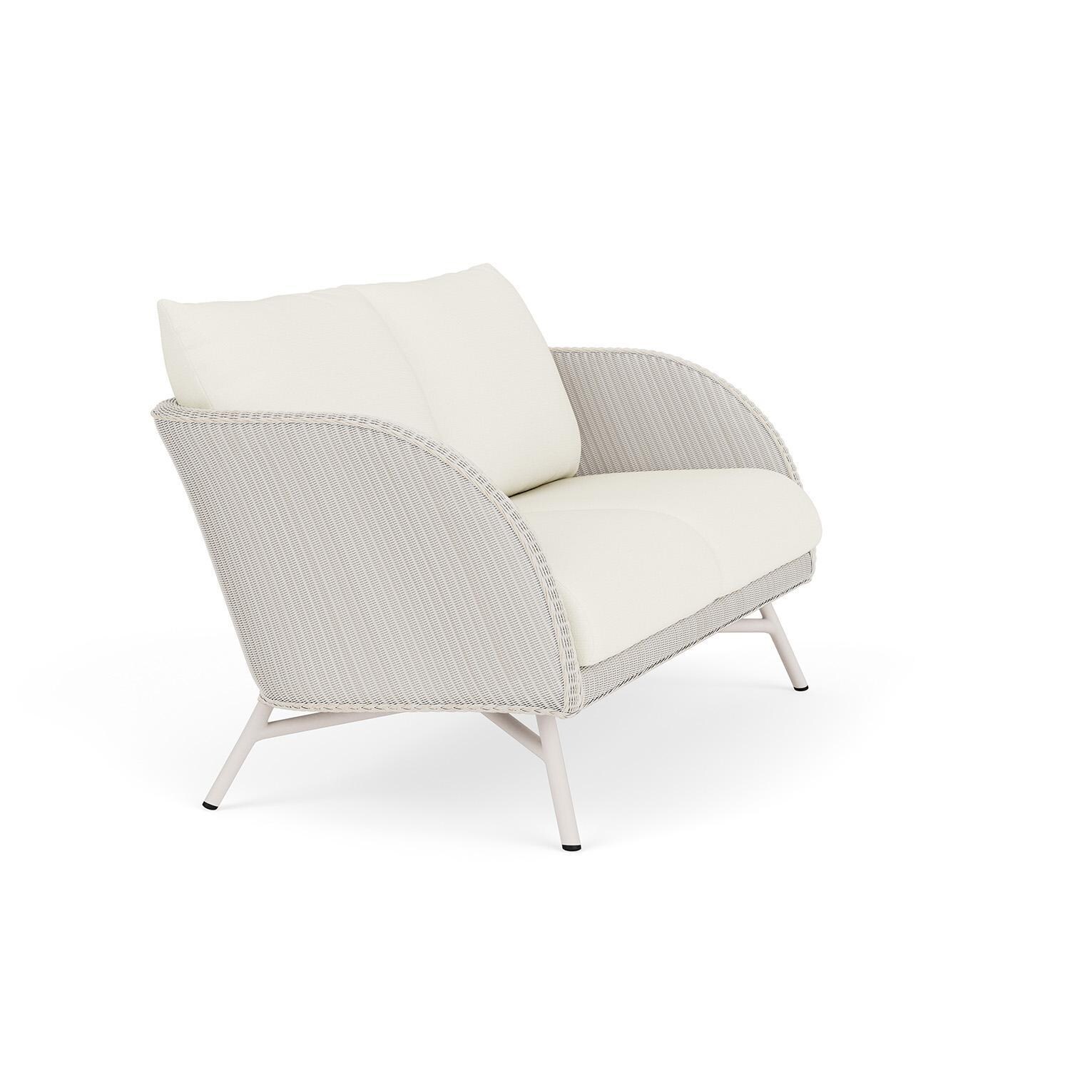 Lloyd Flanders Essence Loveseat W/Sailcloth Salt Fabric - Antique White Finish - Angled thumbnail