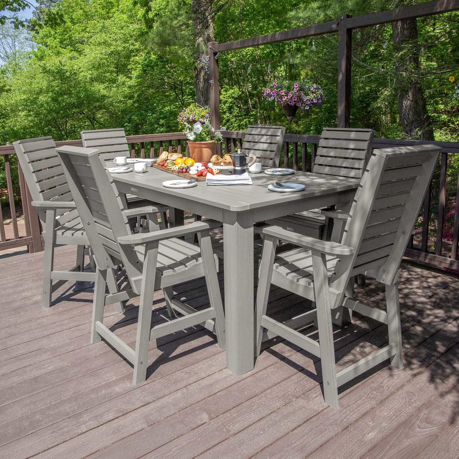 Elm Pointe 7 Pc Recycled Plastic Counter Height Dining Set in Harbor Gray by Lakeview Outdoor Designs