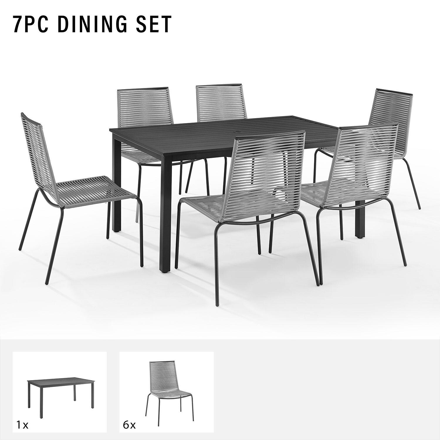 Ultimate Patio UP-92516MB-GY 7Pc Wicker Outdoor Dining Set in Gray - Dining Set Features - Detail thumbnail