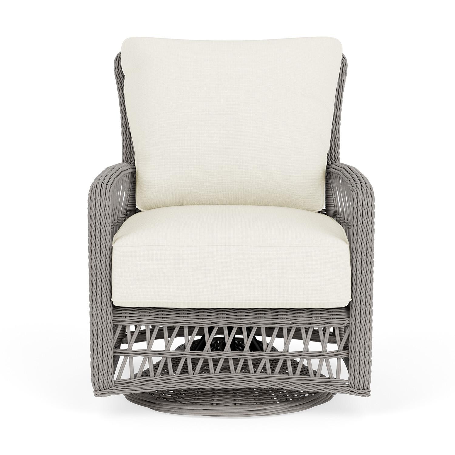 Mackinac Wicker Swivel Glider Club Chair in Putty/Sailcloth Salt by Lloyd Flanders